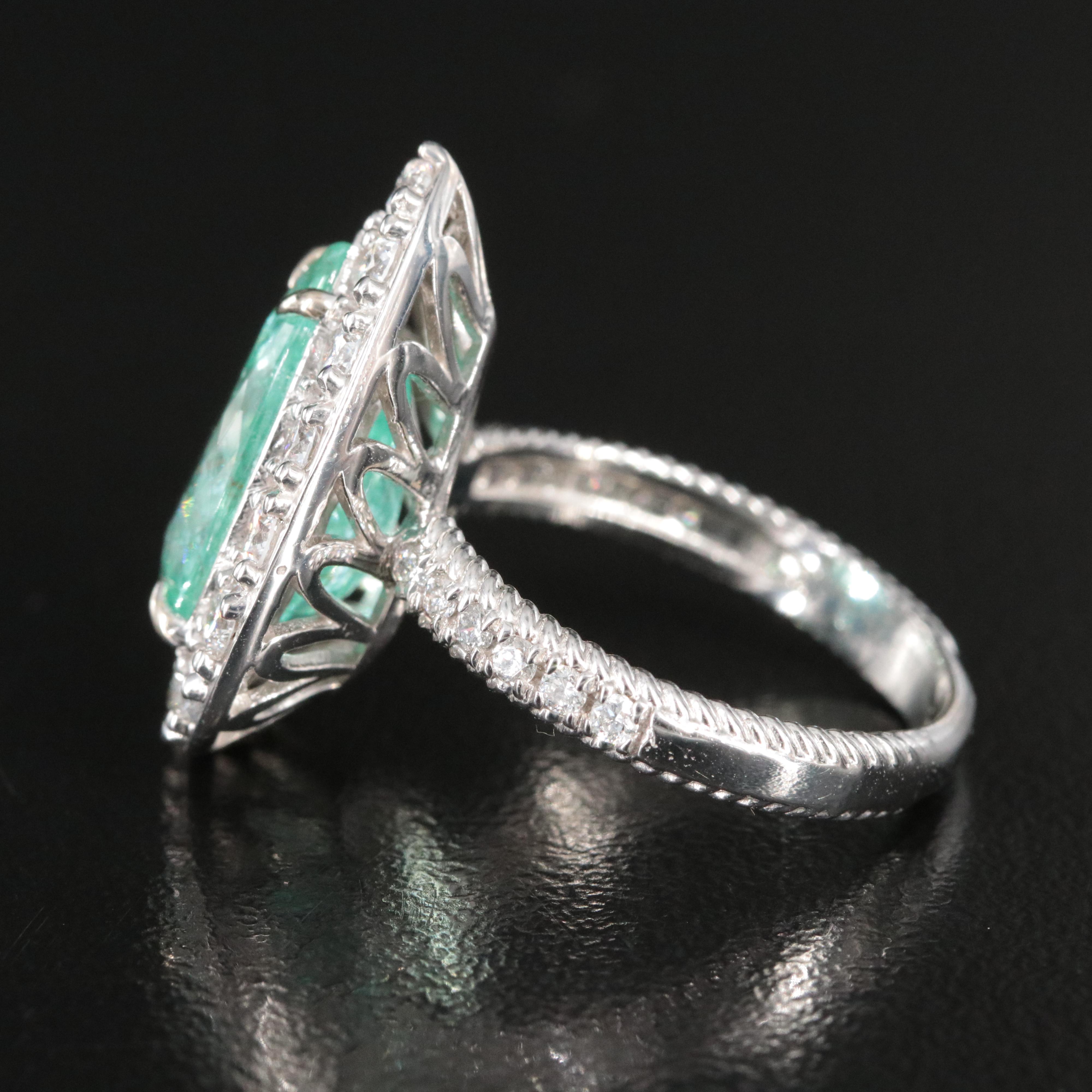 14K 5.68 CT Paraiba Tourmaline and 1.06 CTW Diamond Ring with GIA Report