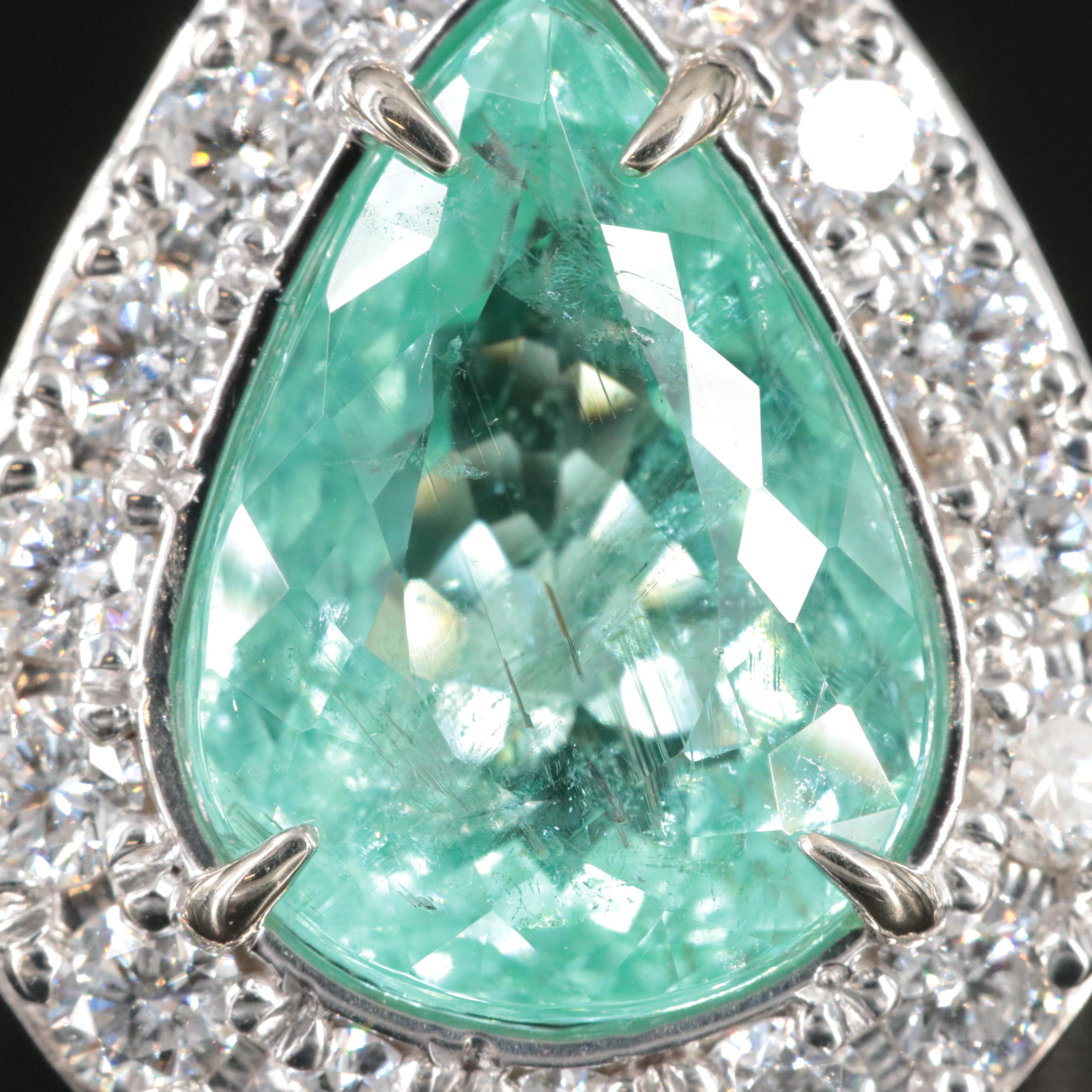 14K 5.68 CT Paraiba Tourmaline and 1.06 CTW Diamond Ring with GIA Report