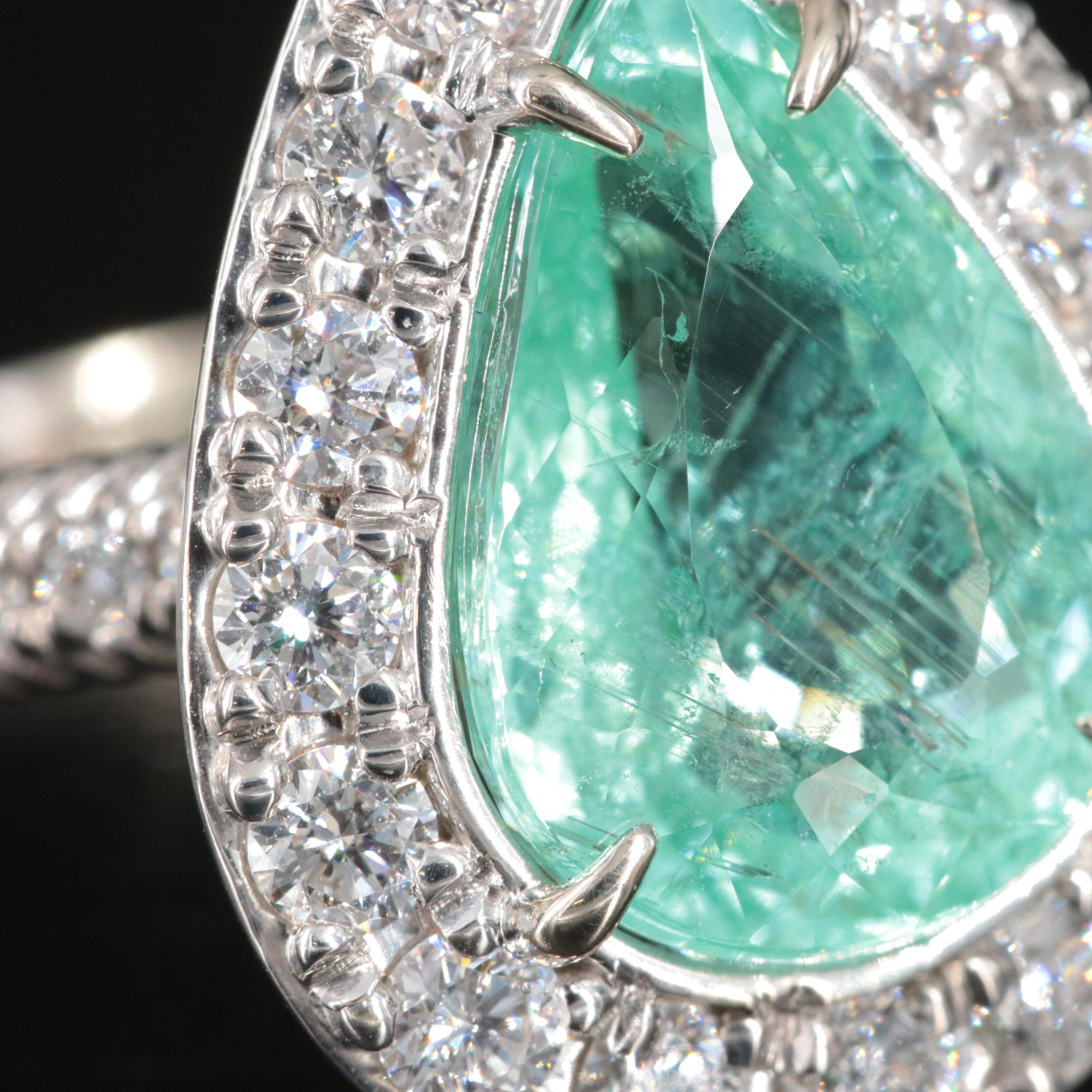 14K 5.68 CT Paraiba Tourmaline and 1.06 CTW Diamond Ring with GIA Report