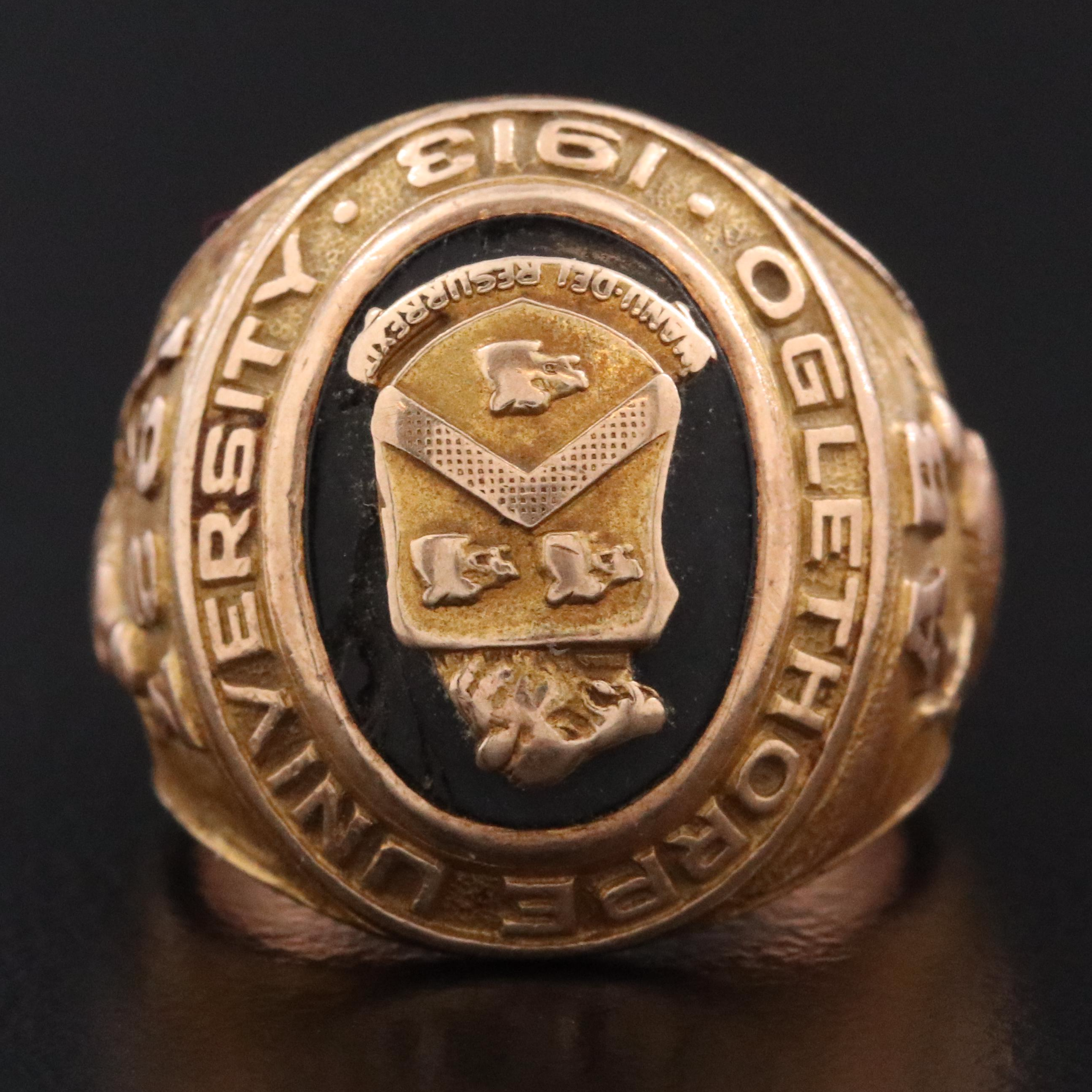 Vintage 1927 Black Onyx Oglethorpe University Class Ring