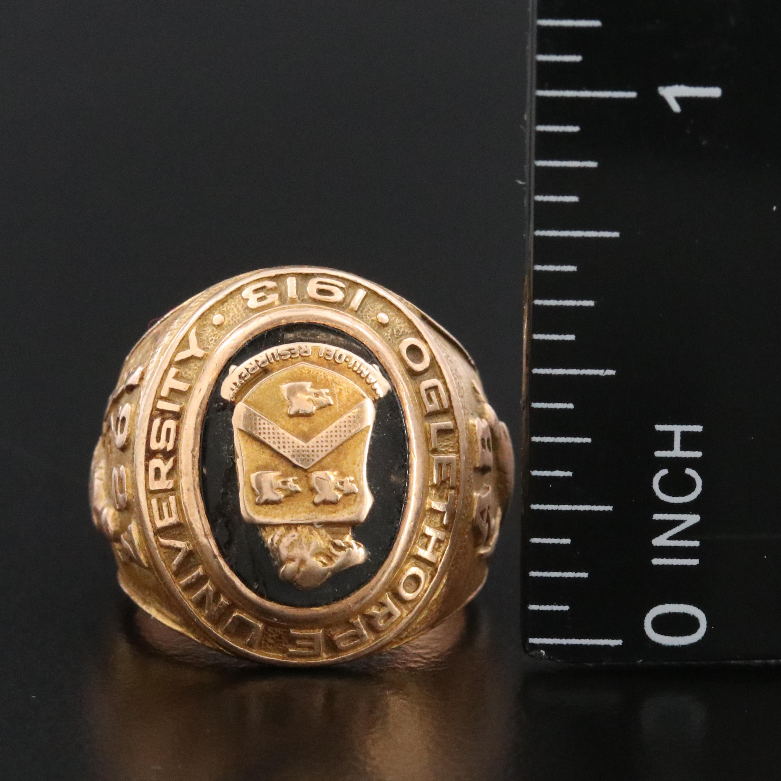 Vintage 1927 Black Onyx Oglethorpe University Class Ring