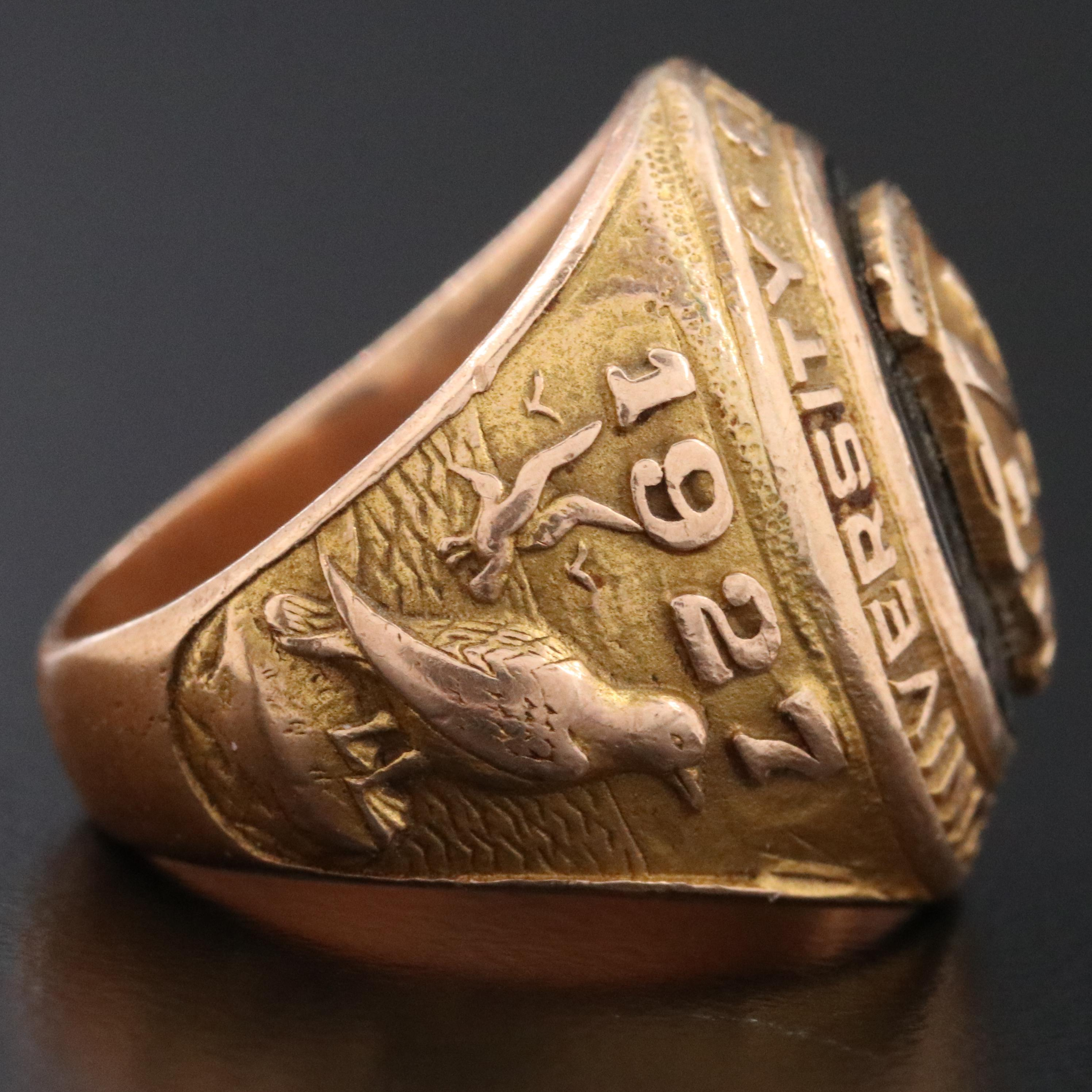 Vintage 1927 Black Onyx Oglethorpe University Class Ring