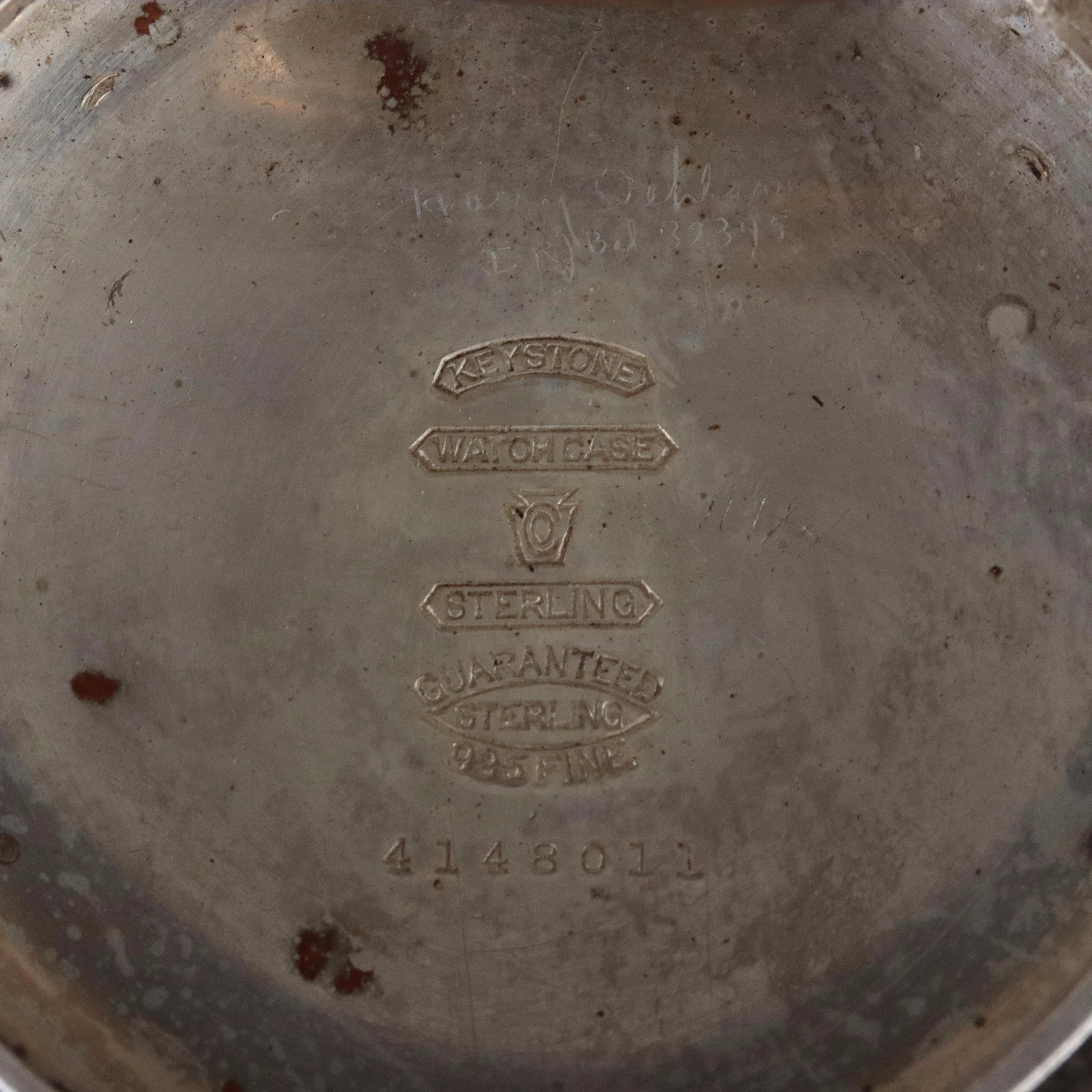 1896 Elgin Sterling Silver Sidewinder Pocket Watch