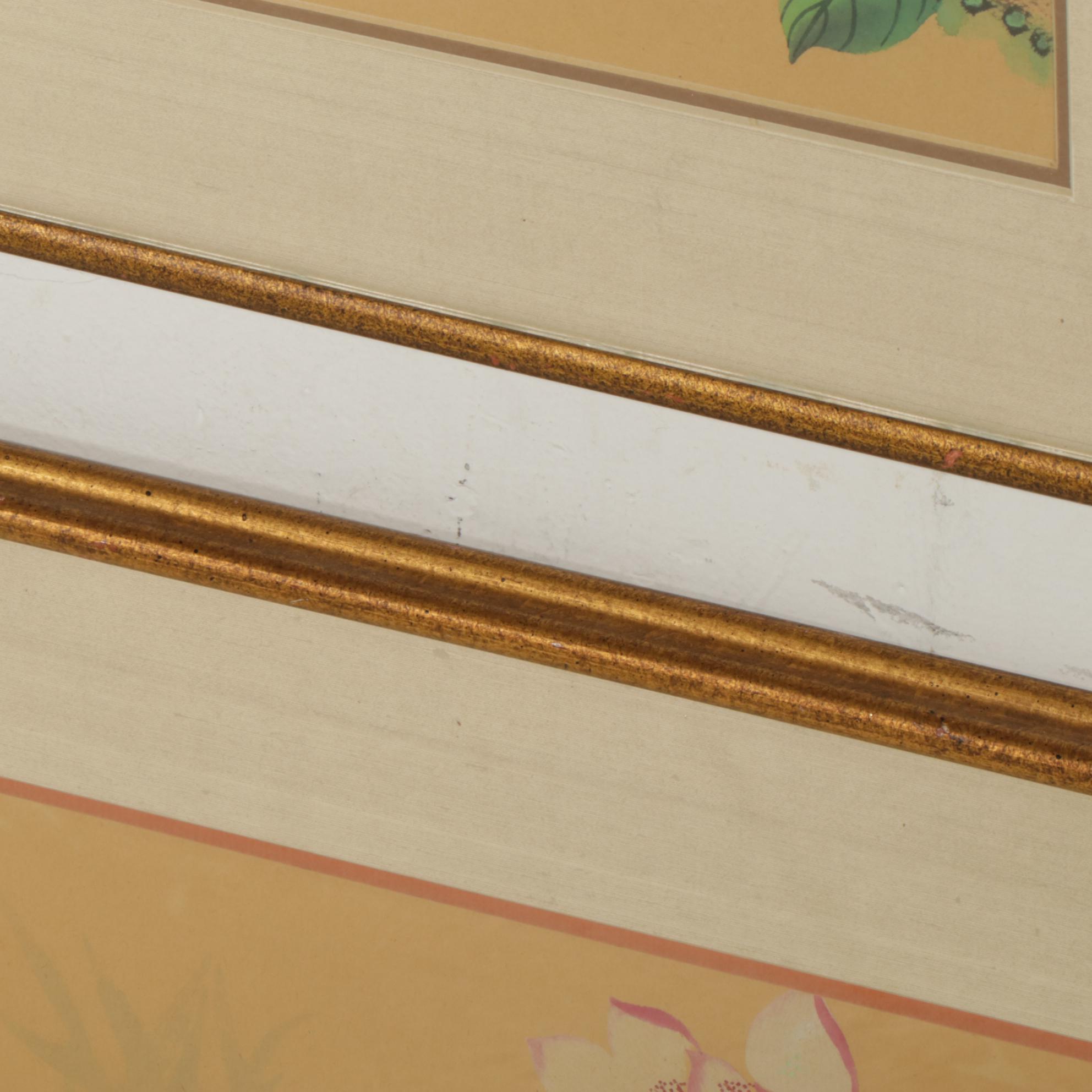 Chinese Watercolor Paintings of Birds on Flowering Branches, 20th Century