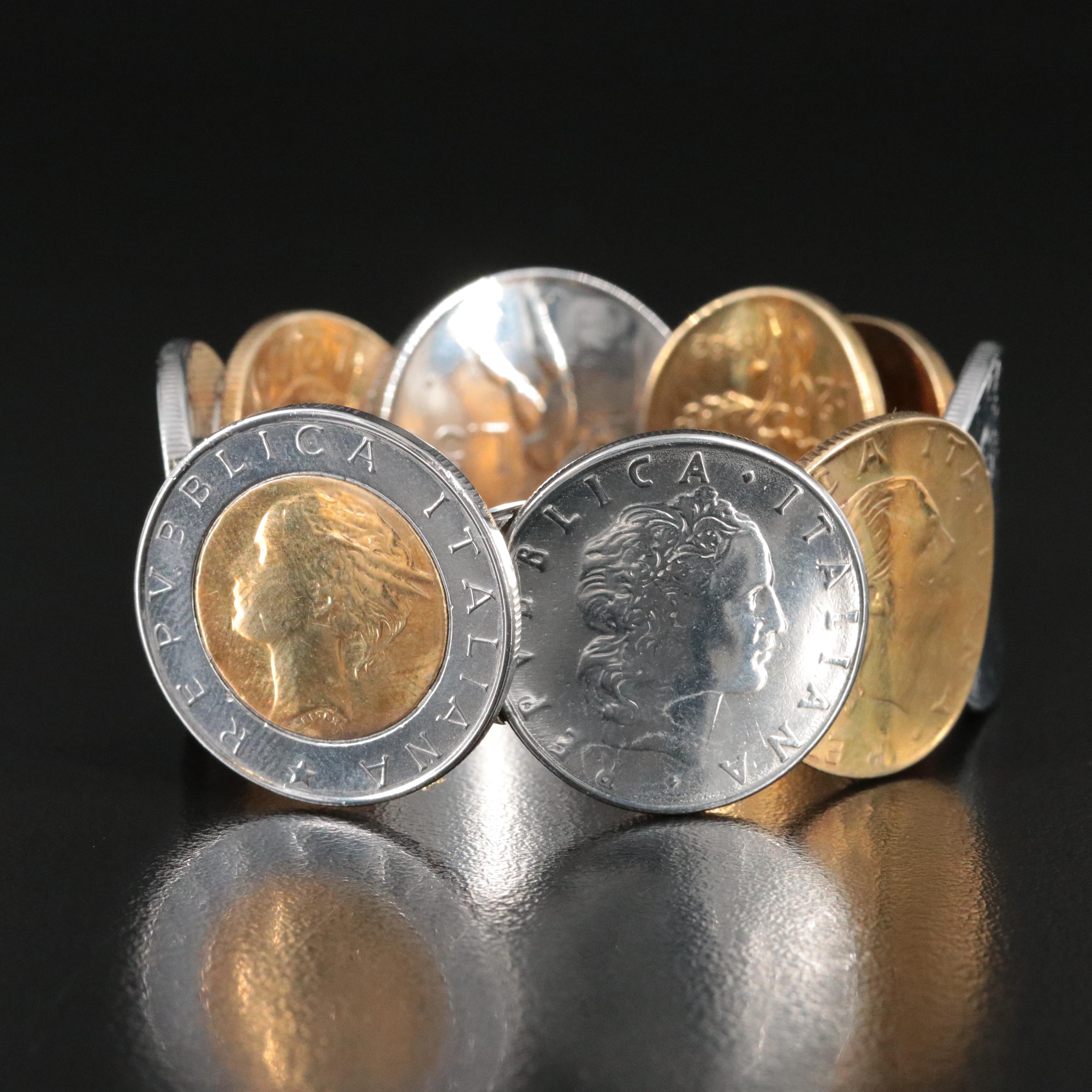 Italian Coin Replica Cuff Bracelet