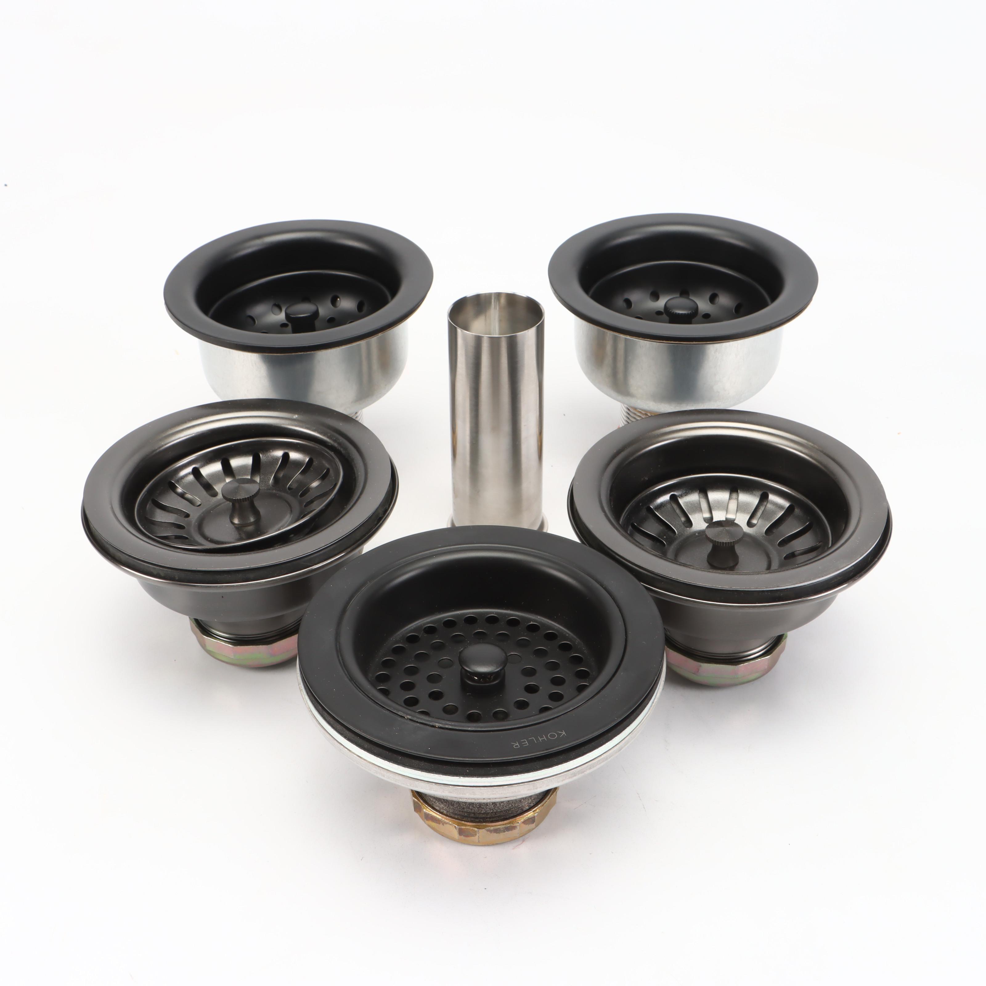 Kohler Satin Black, Black Stainless Kitchen Sink Flanges and Basket Strainers