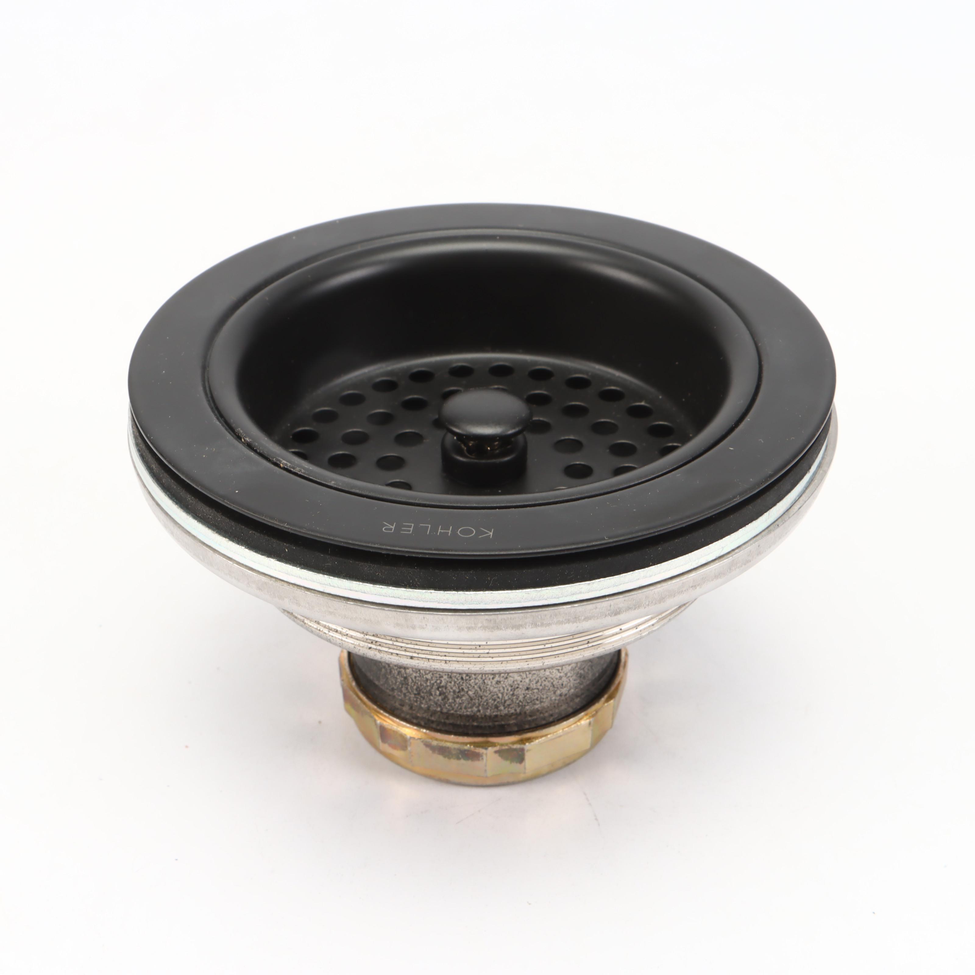 Kohler Satin Black, Black Stainless Kitchen Sink Flanges and Basket Strainers