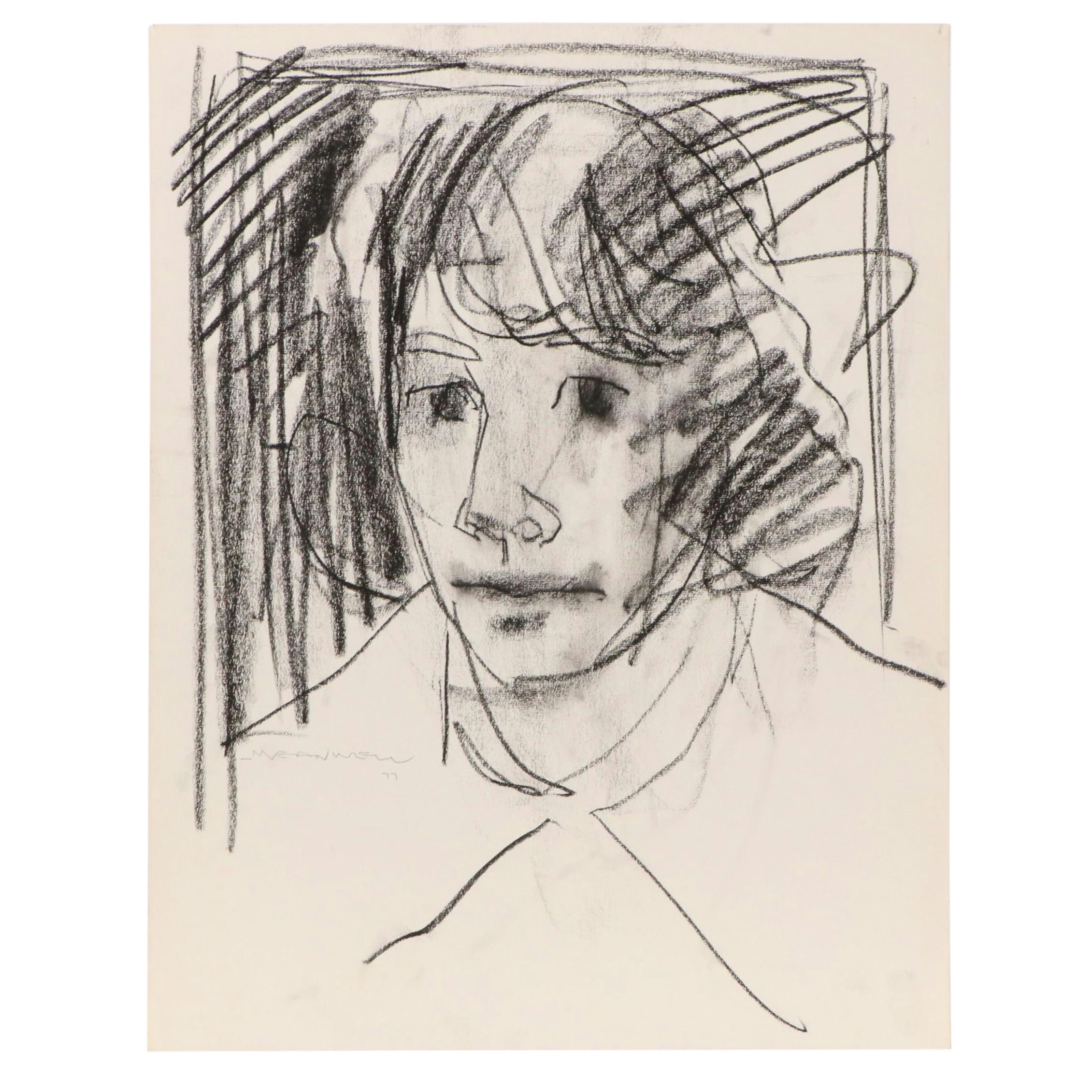 Jack Meanwell Expressionist Gestural Portrait, 1977