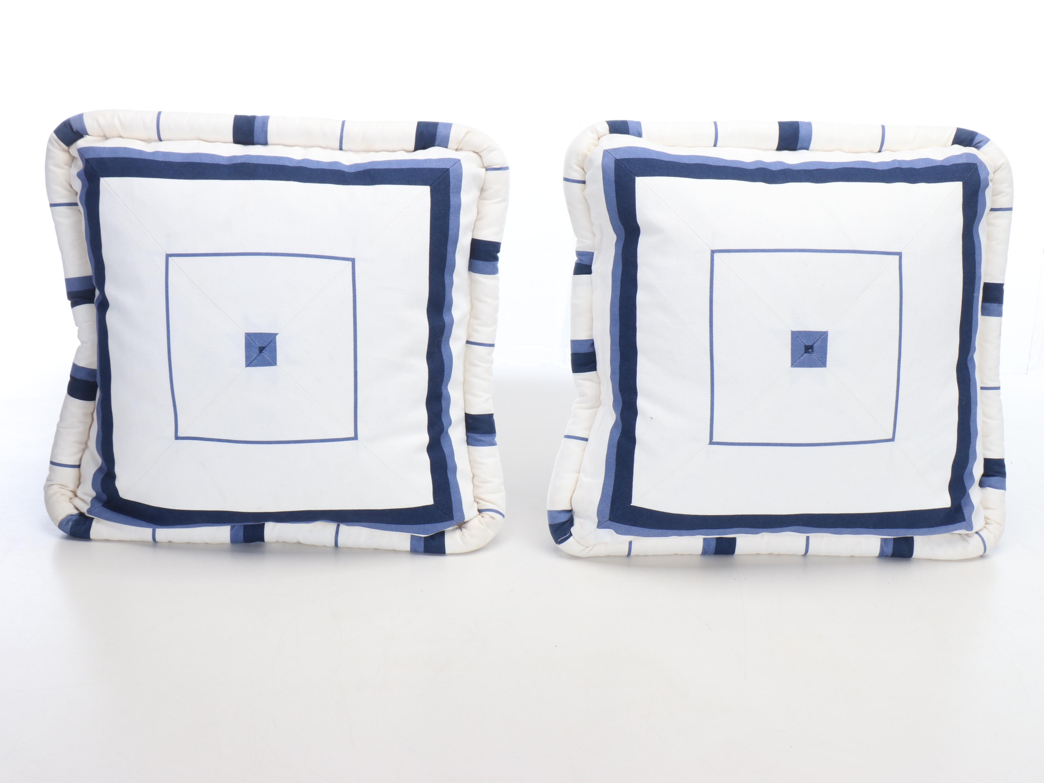 Blue and White Chinoiserie Print Accent Pillows & Block Pieced Bespoke Pillows