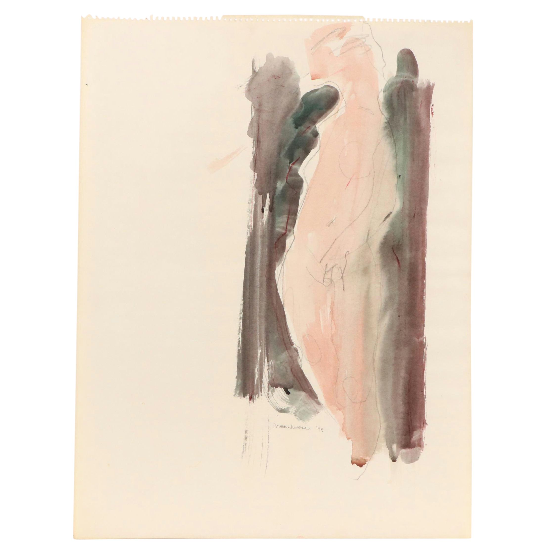 Jack Meanwell Expressionist Gestural Figure Study, 1995