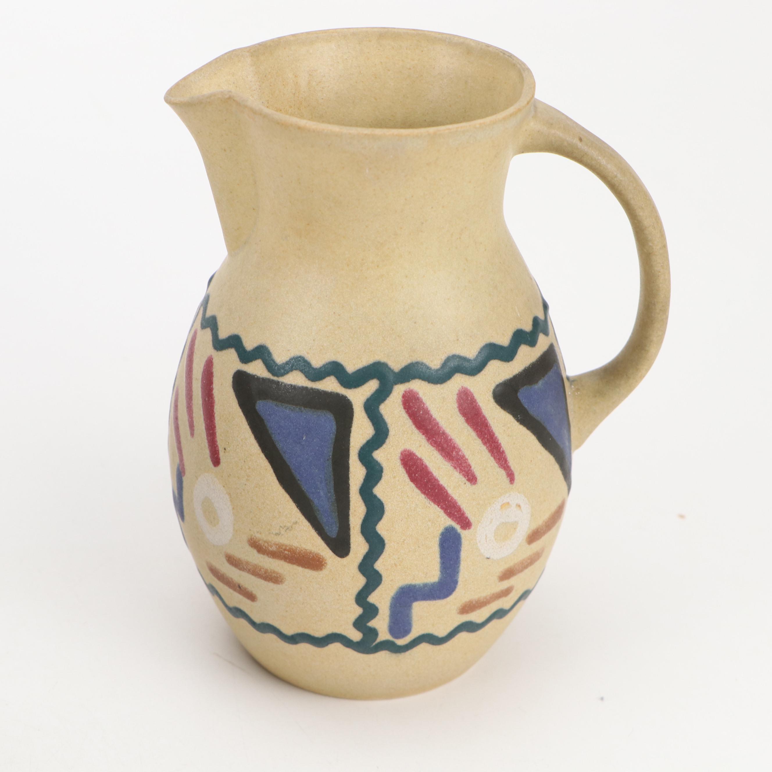 German Erphila Pottery Pitcher with Mexican Terracotta Bean Pot, 20th Century