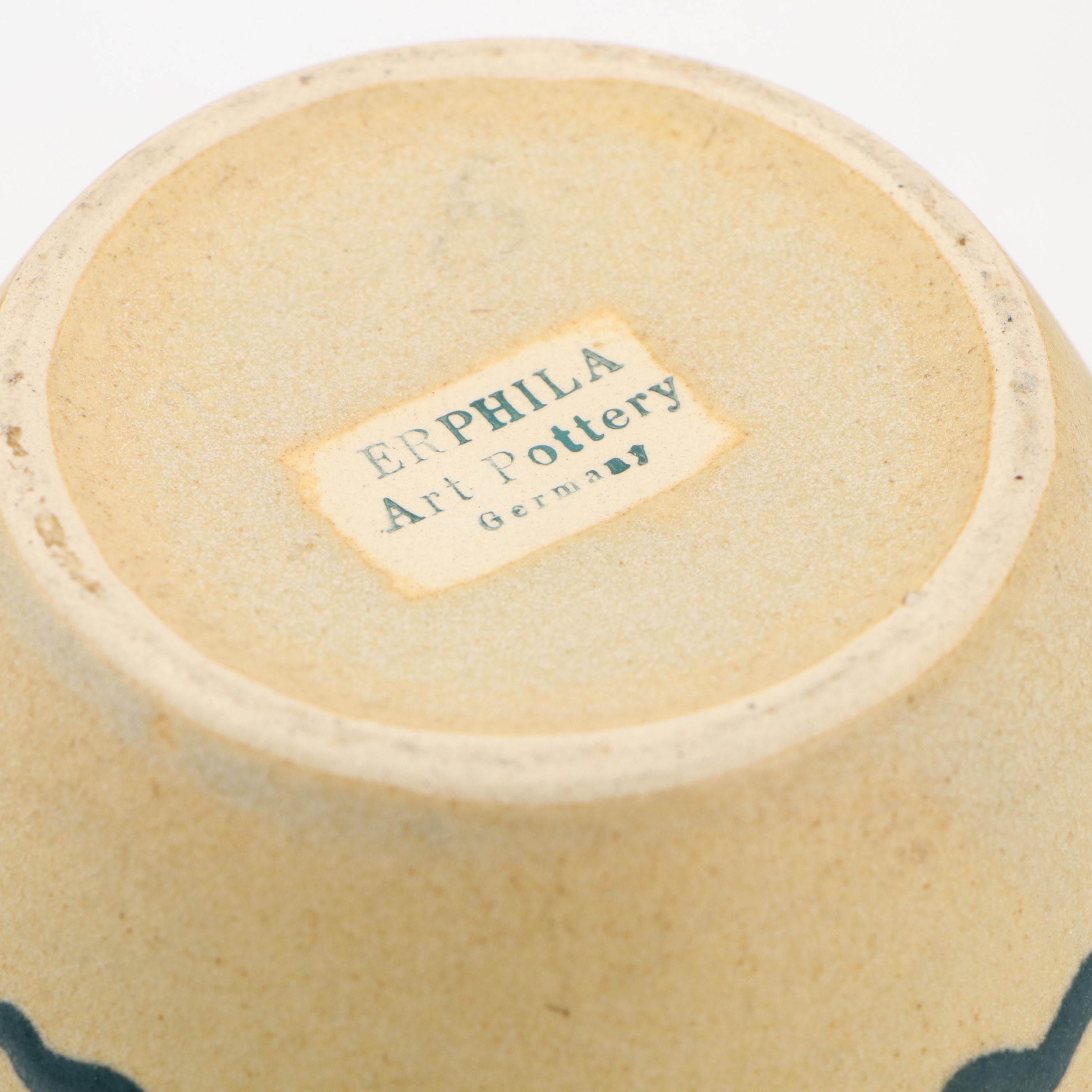 German Erphila Pottery Pitcher with Mexican Terracotta Bean Pot, 20th Century