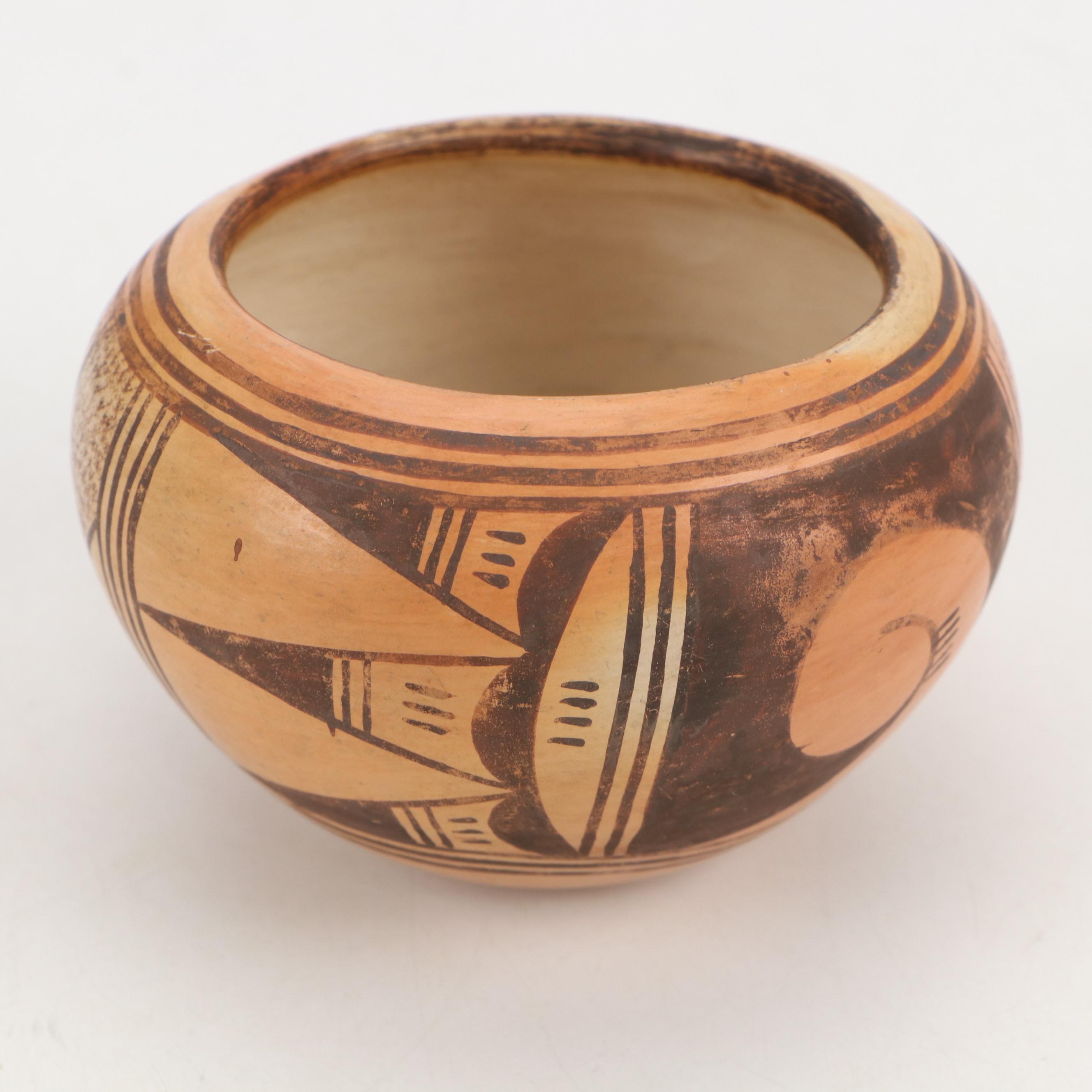 Couroc Roadrunner Tray with Southwestern Style Terracotta Pot, 20th Century