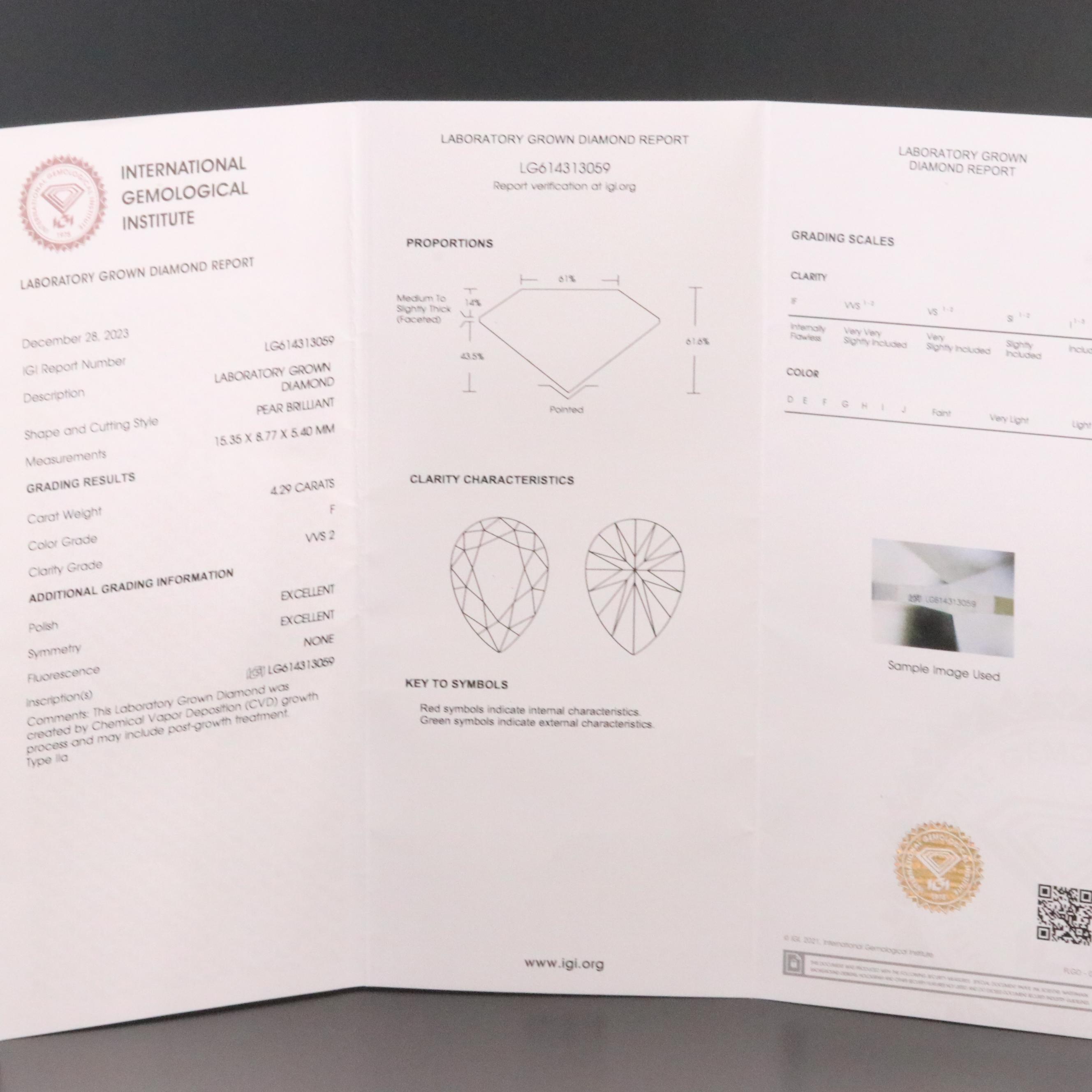 14K 4.60 CTW Lab Grown Diamond Ring with IGI Report