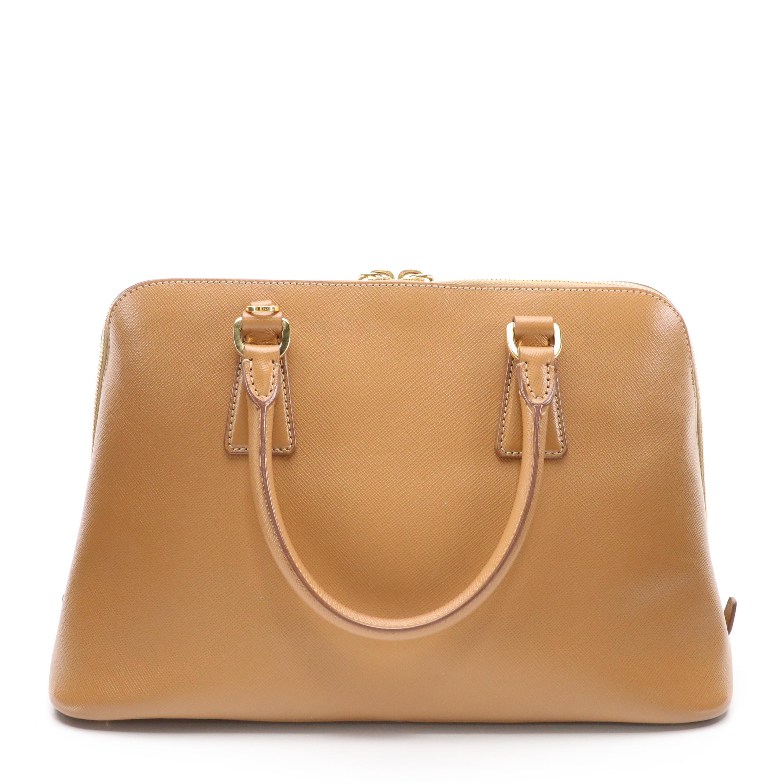 Prada Promenade Dome Two-Way Bag in Brown Saffiano Lux Leather
