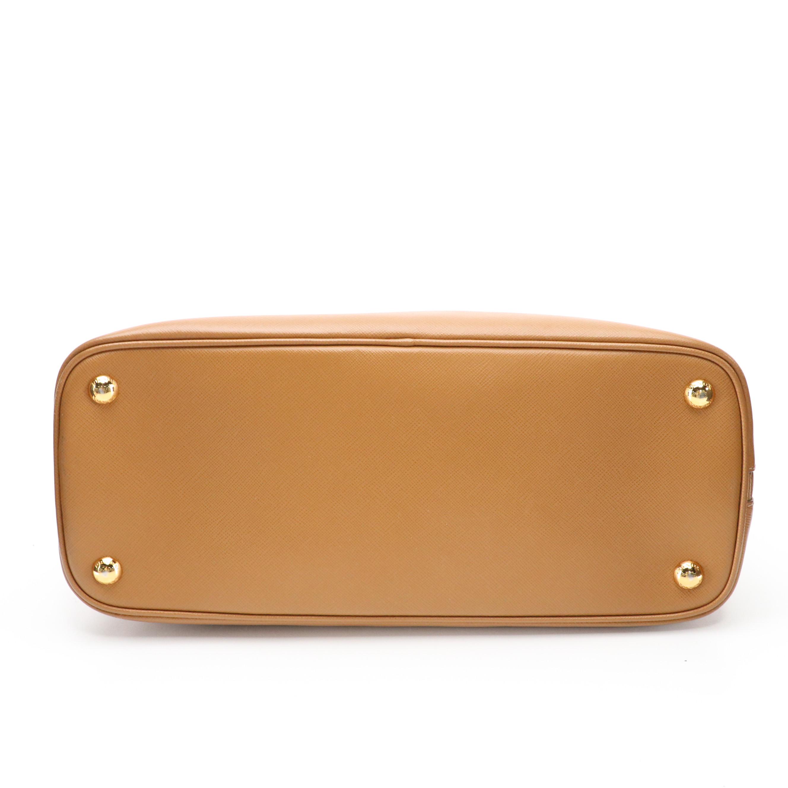 Prada Promenade Dome Two-Way Bag in Brown Saffiano Lux Leather