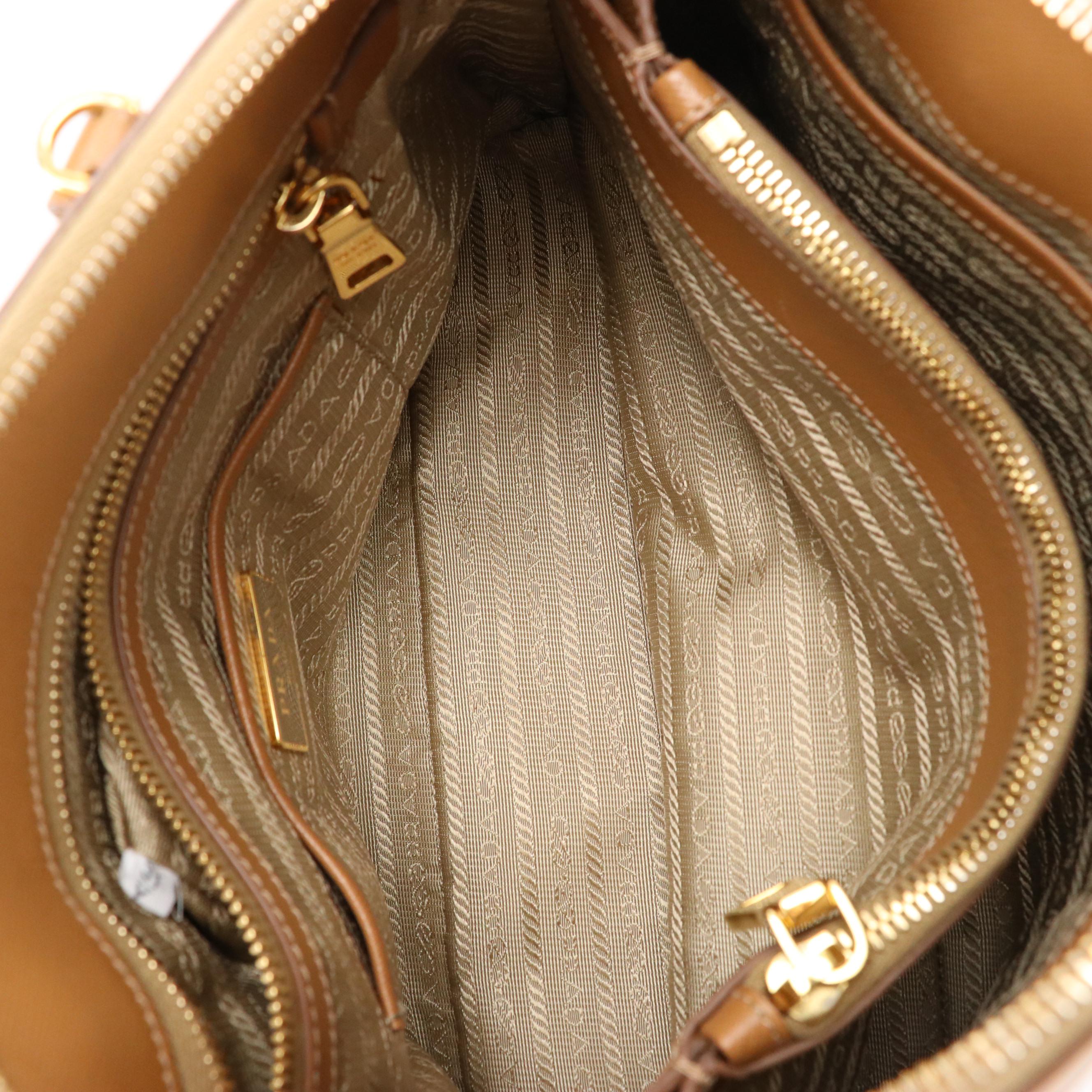 Prada Promenade Dome Two-Way Bag in Brown Saffiano Lux Leather