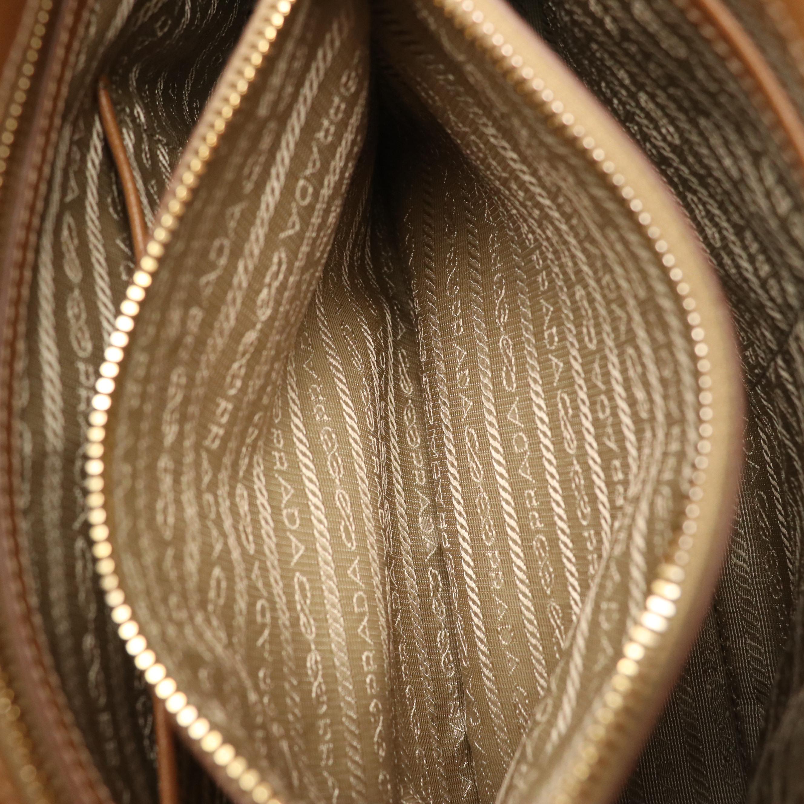 Prada Promenade Dome Two-Way Bag in Brown Saffiano Lux Leather