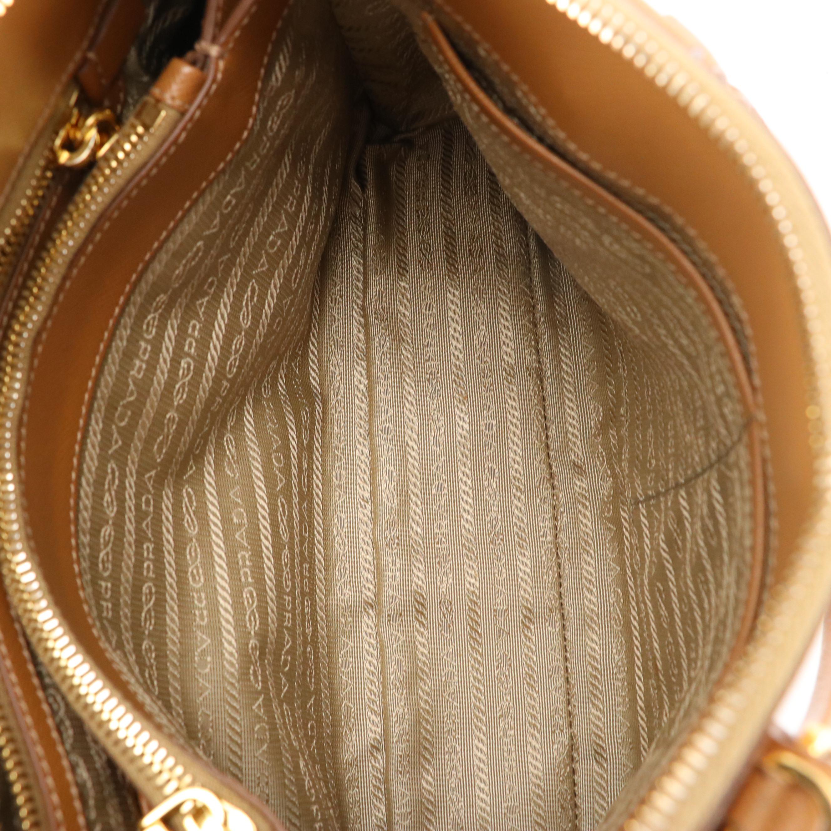 Prada Promenade Dome Two-Way Bag in Brown Saffiano Lux Leather