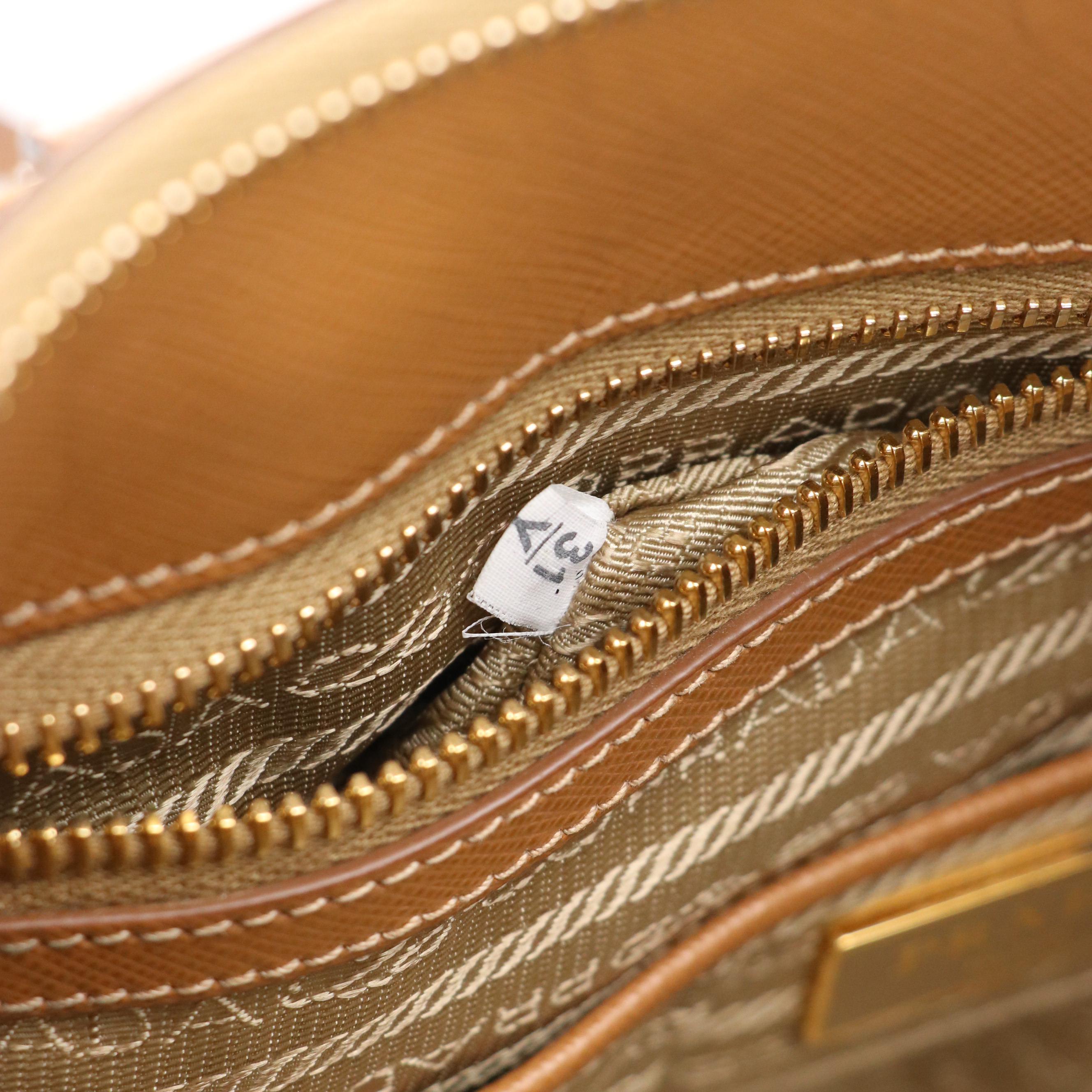 Prada Promenade Dome Two-Way Bag in Brown Saffiano Lux Leather