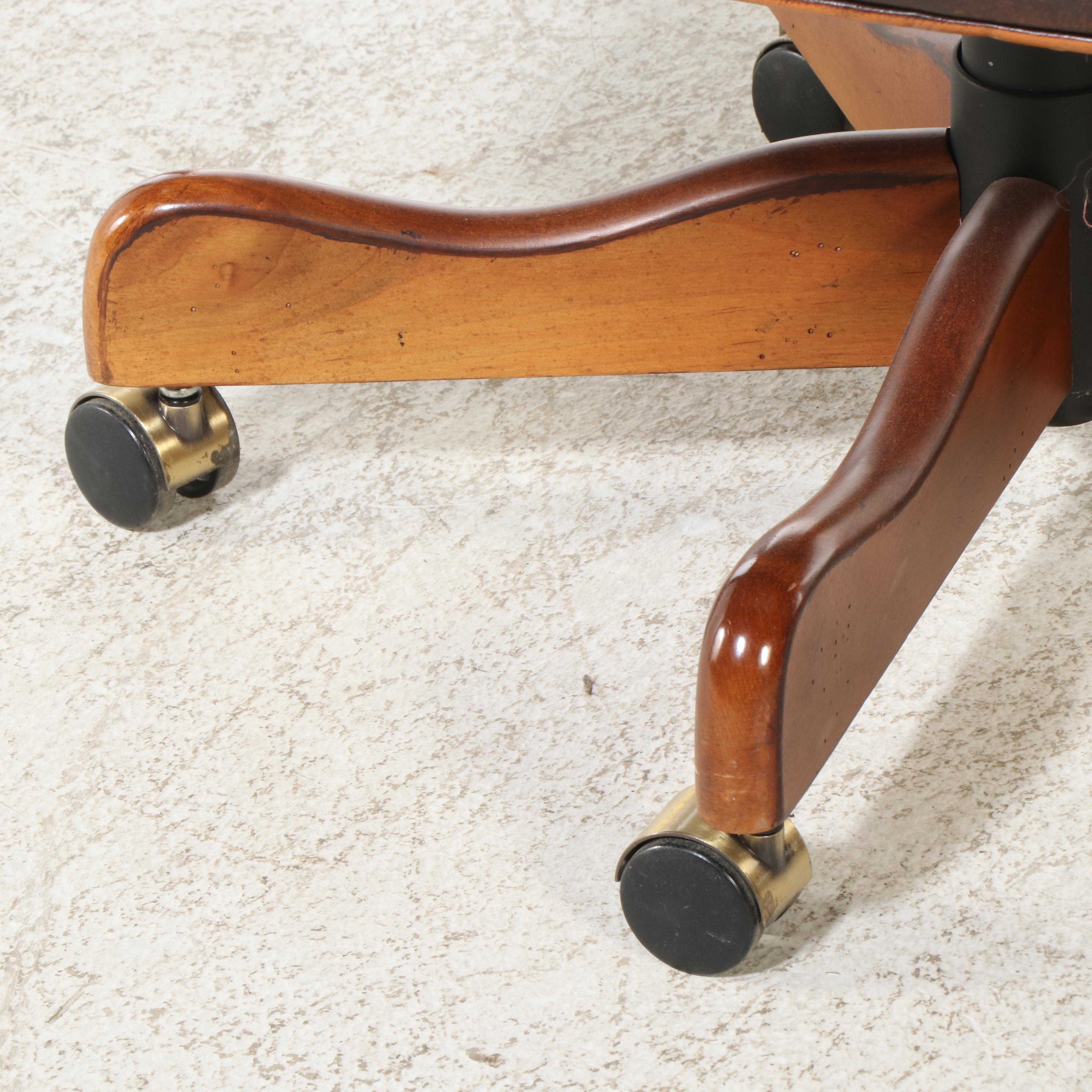 Button-Tufted Leather Office Chair, Late 20th Century