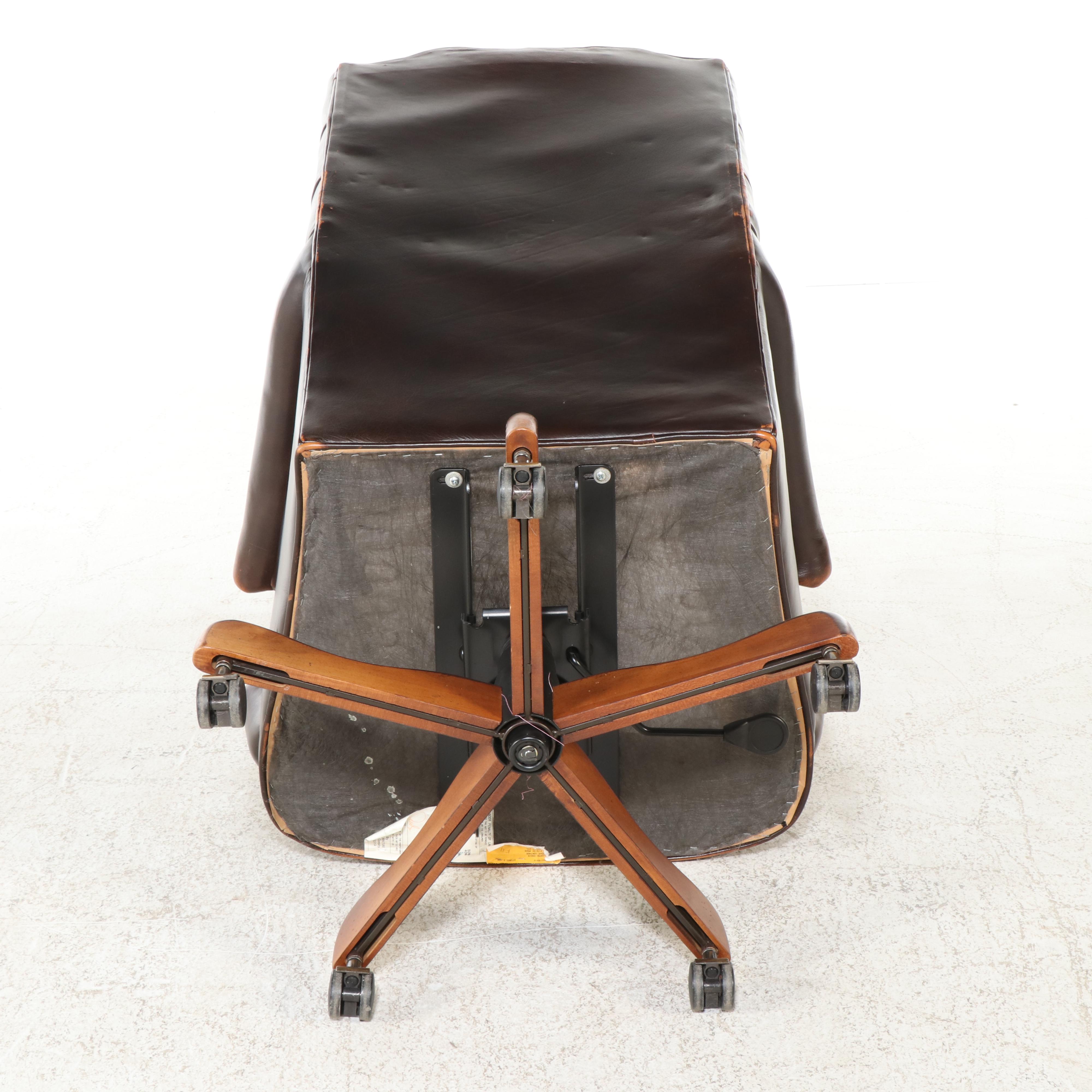 Button-Tufted Leather Office Chair, Late 20th Century