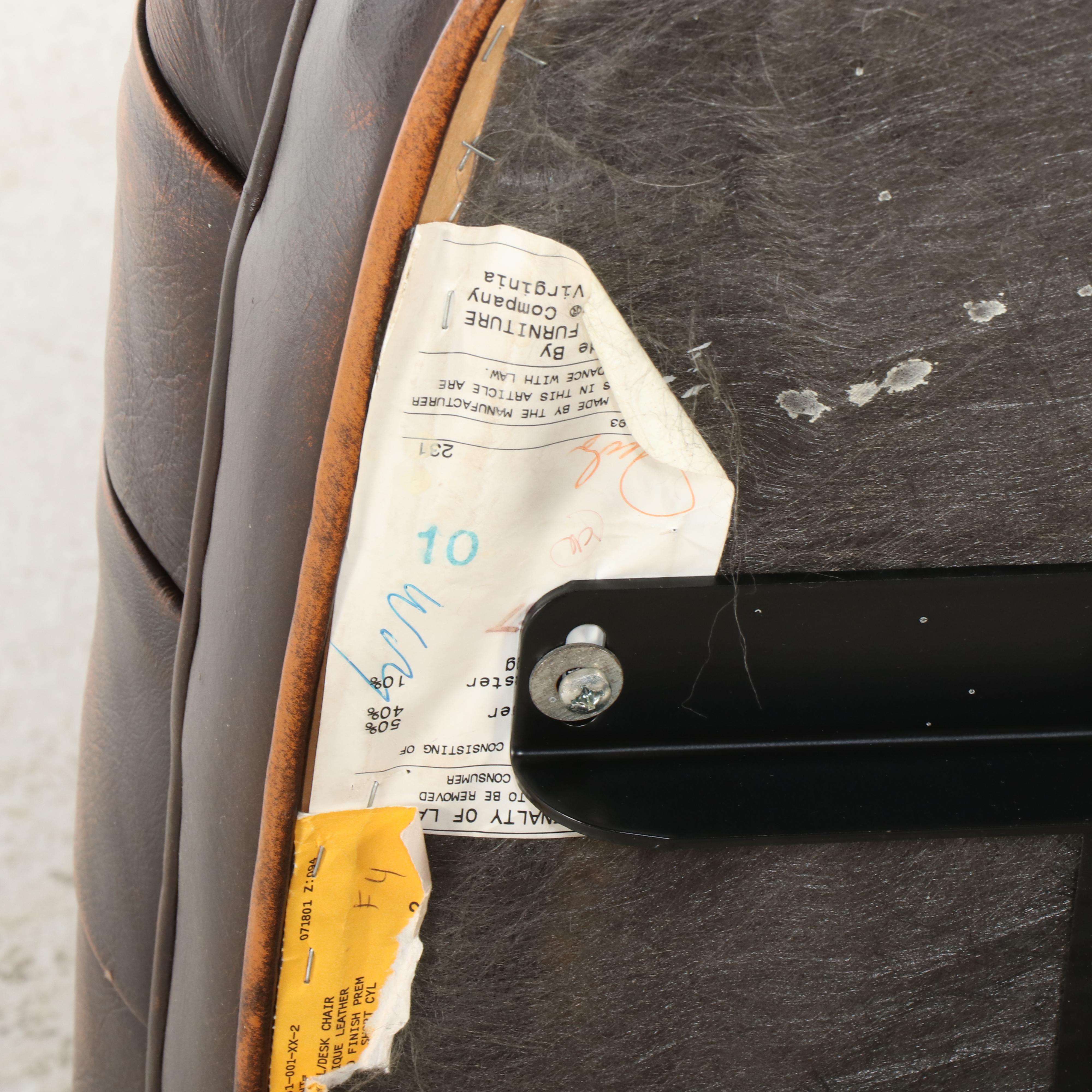 Button-Tufted Leather Office Chair, Late 20th Century