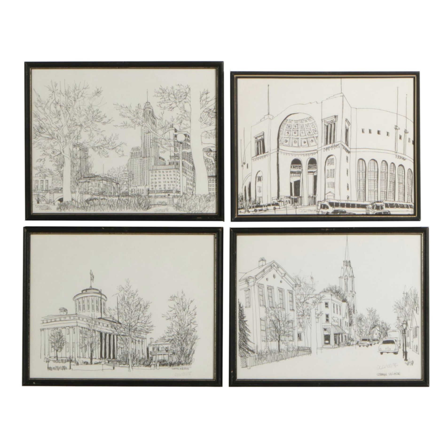 Downtown Columbus, OSU Stadium & Other Landmark Ink Prints