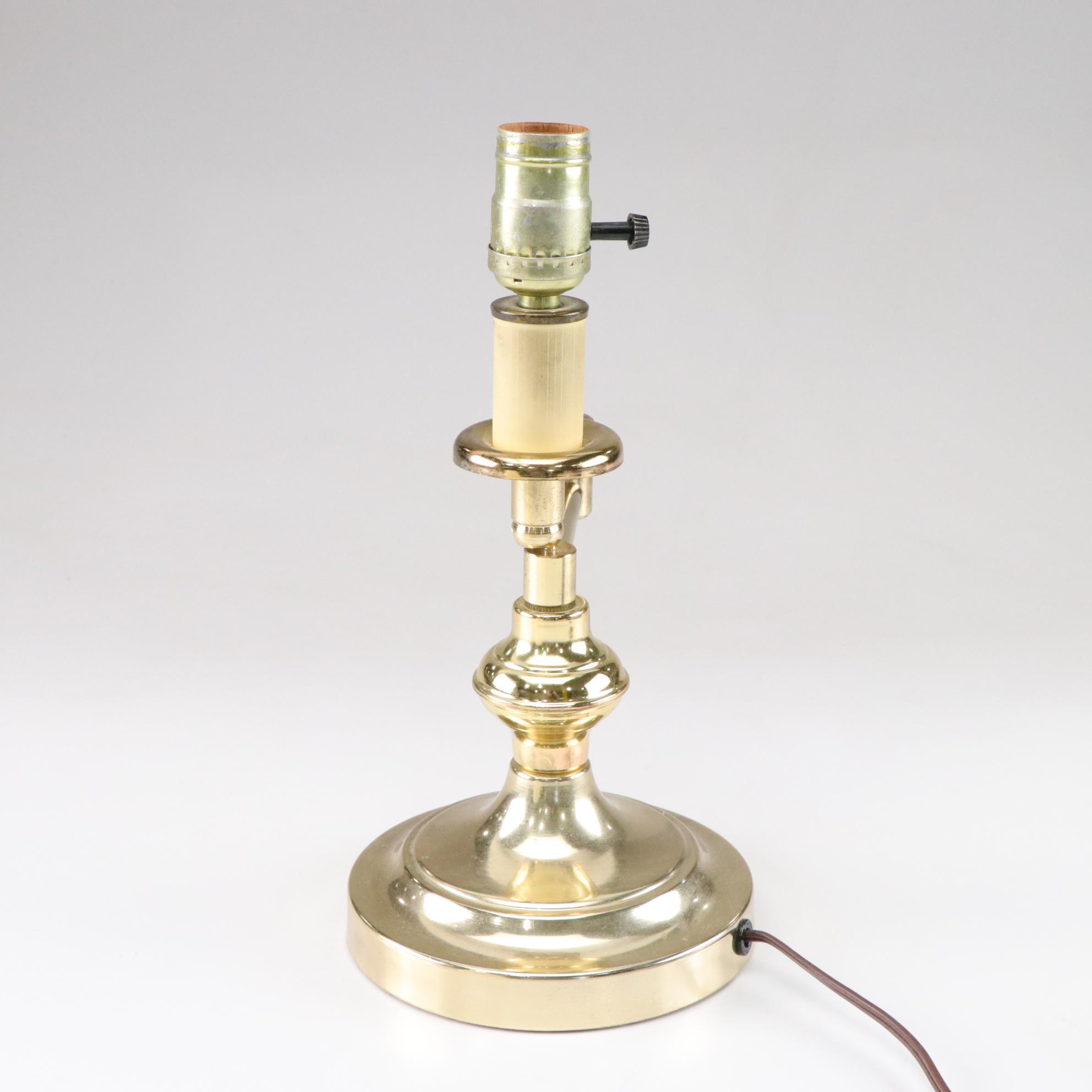 Brass Swing Arm Table Lamp with Lace Motif Shade