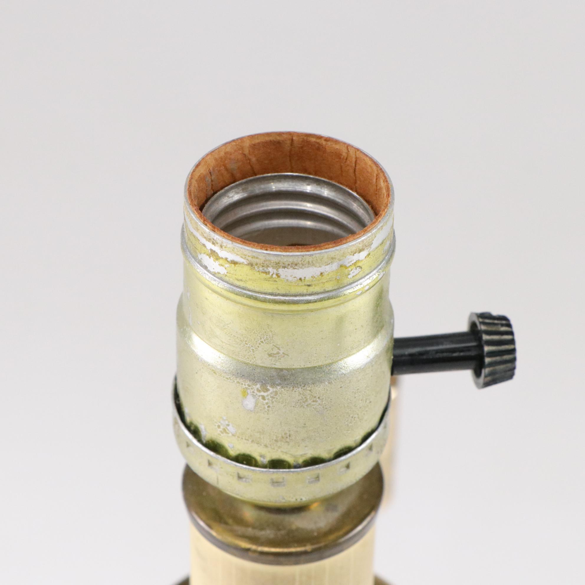 Brass Swing Arm Table Lamp with Lace Motif Shade