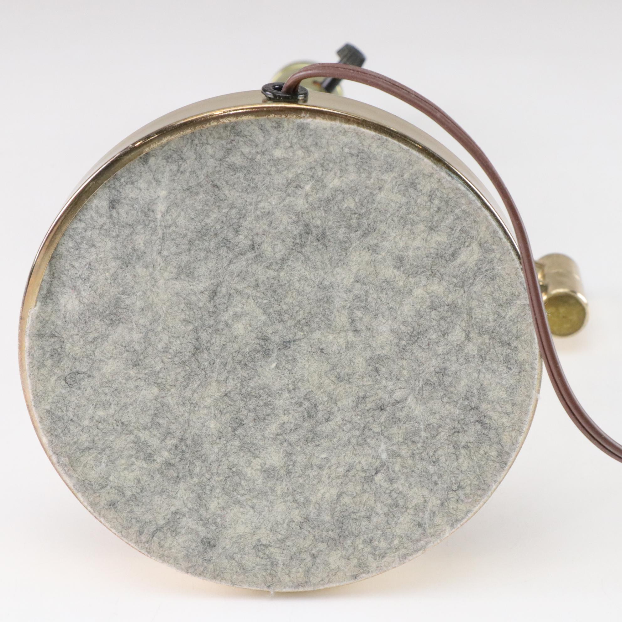 Brass Swing Arm Table Lamp with Lace Motif Shade