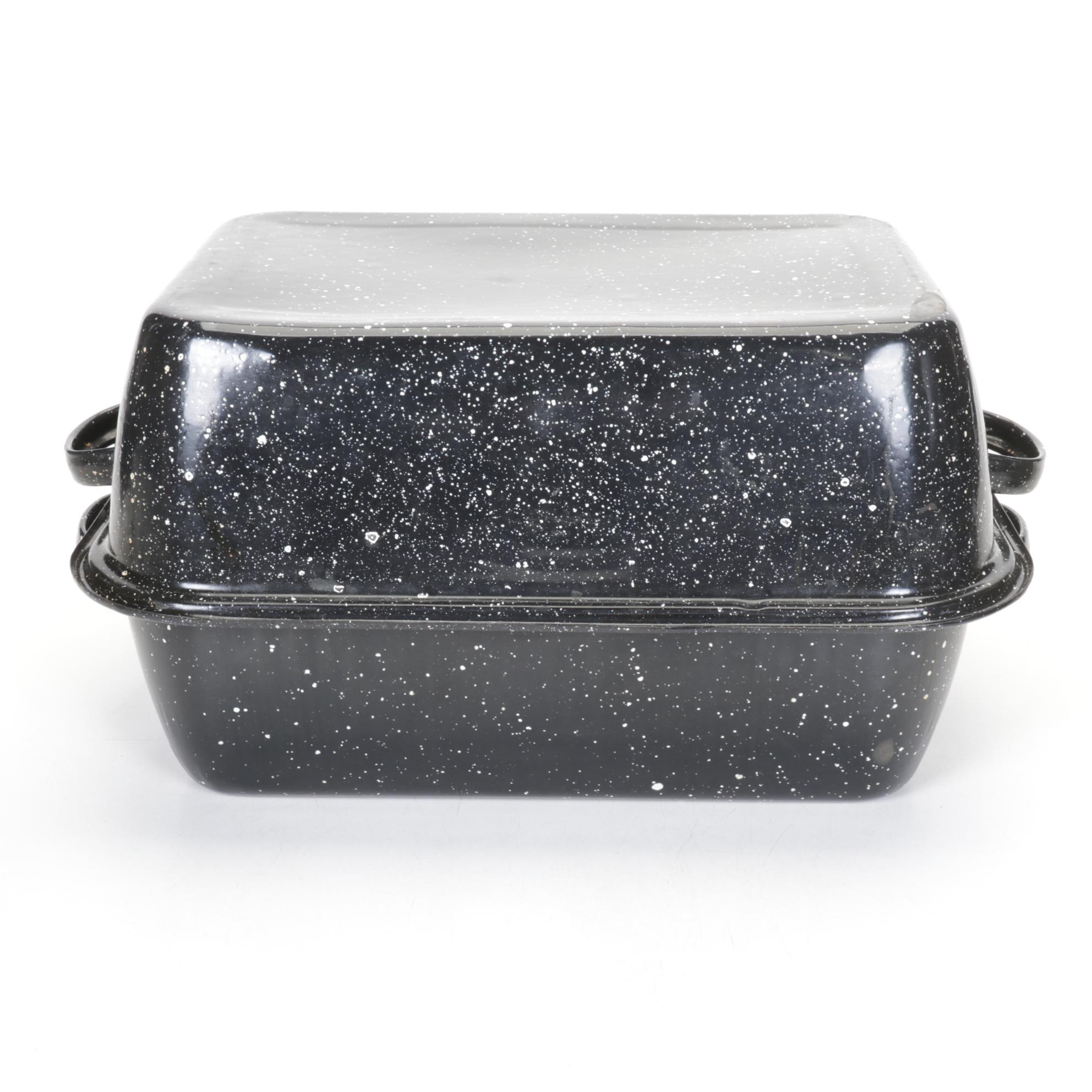 Speckled Enamel Baking Dishes and Roasting Pans with Wire Folding Rack