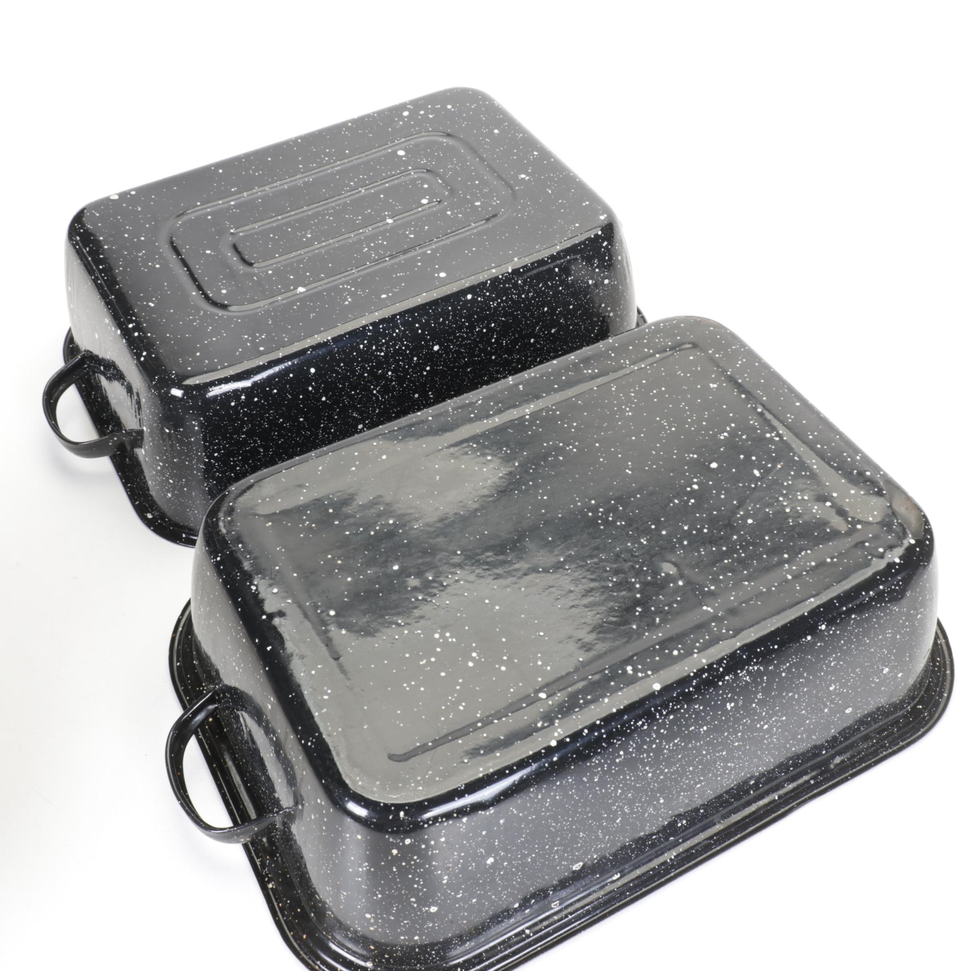 Speckled Enamel Baking Dishes and Roasting Pans with Wire Folding Rack