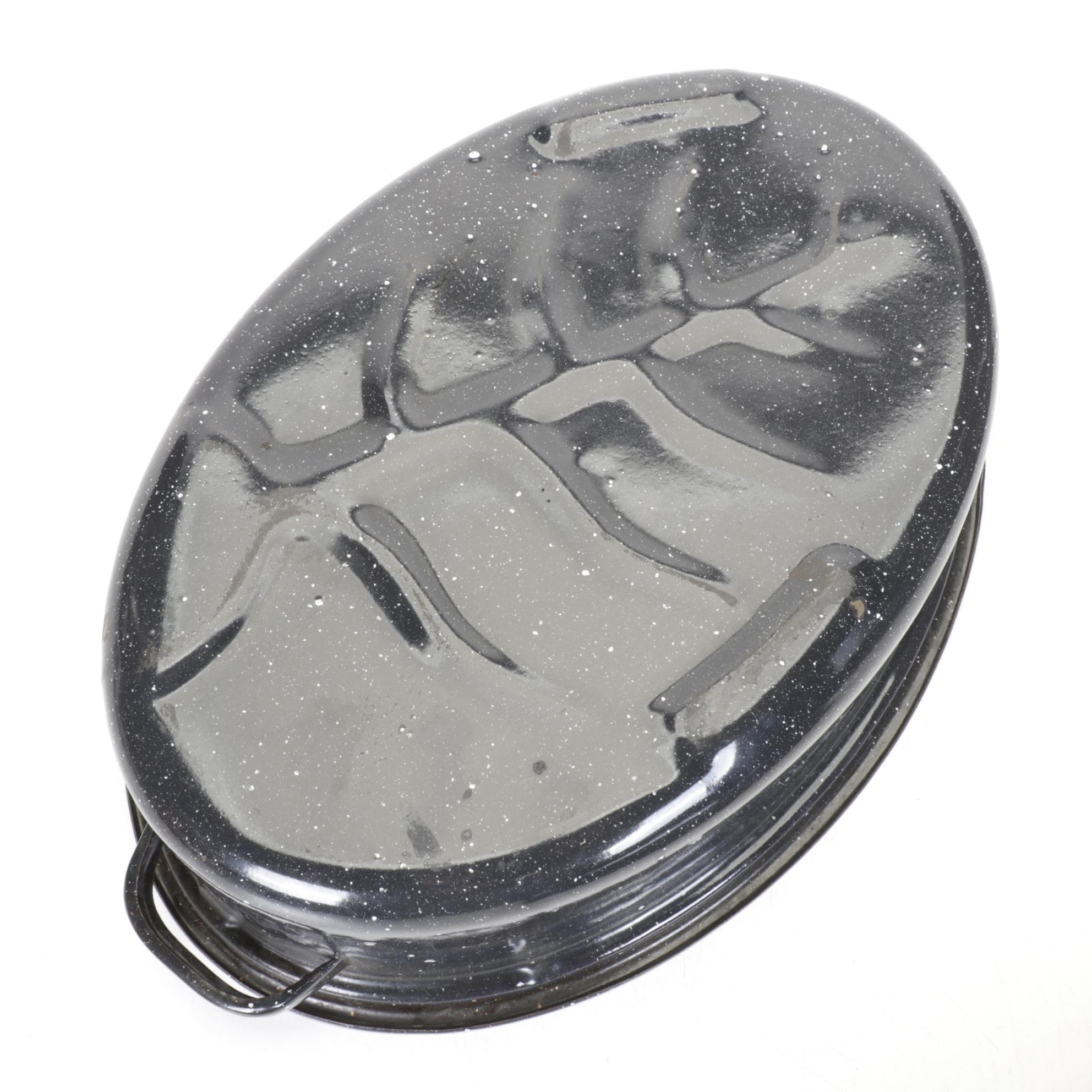 Speckled Enamel Baking Dishes and Roasting Pans with Wire Folding Rack