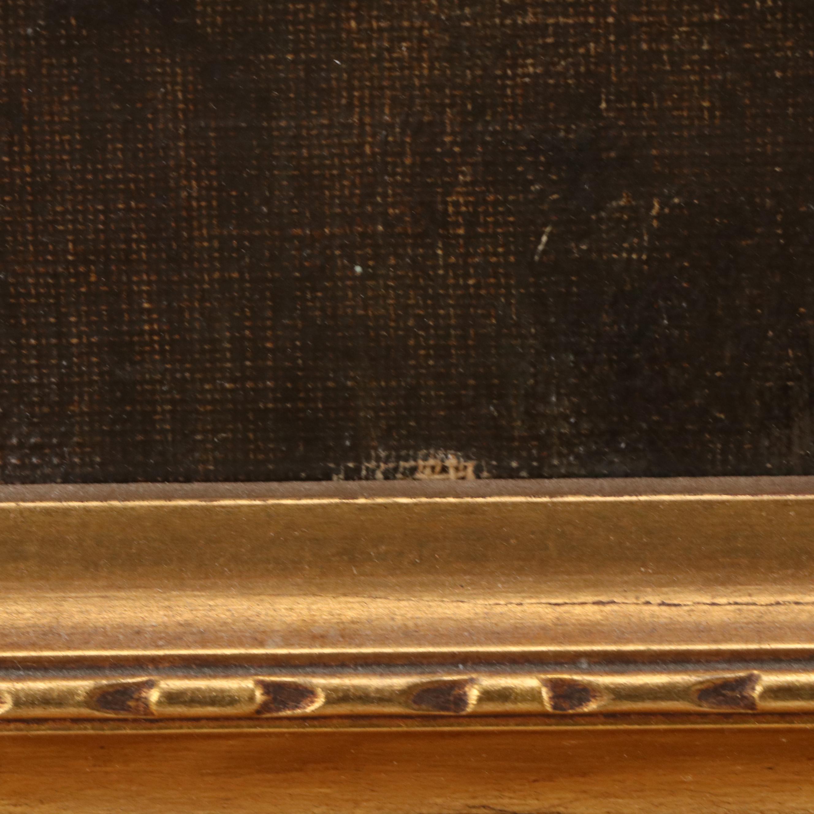 Felice Giordano Landscape Oil Painting with Italian Villa at Night