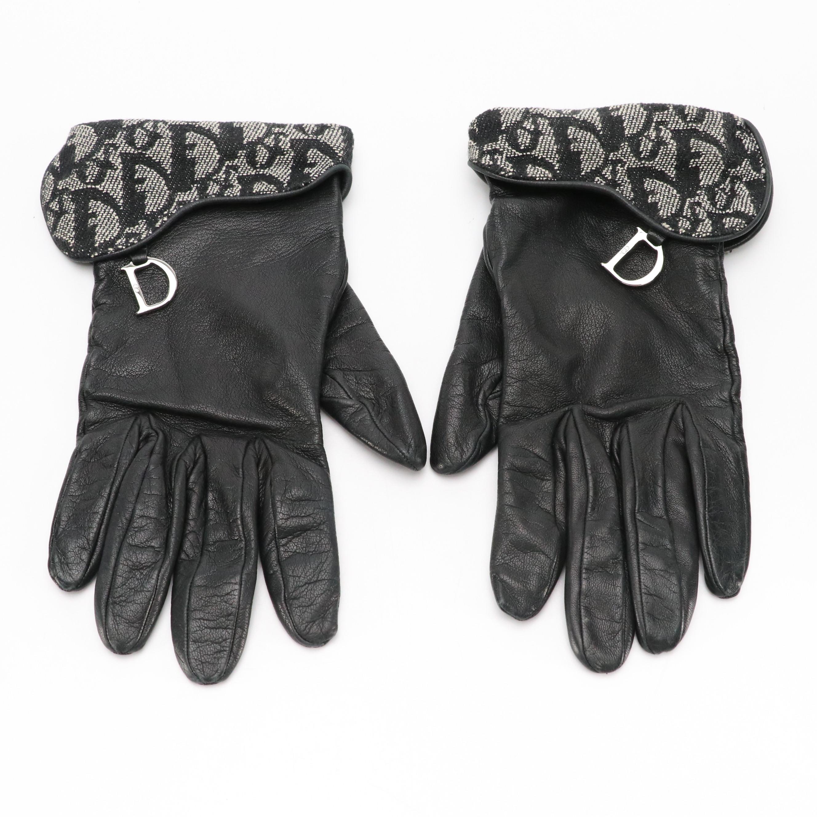 Christian Dior Kidskin Gloves with Dior Oblique Gauntlet Style Trim