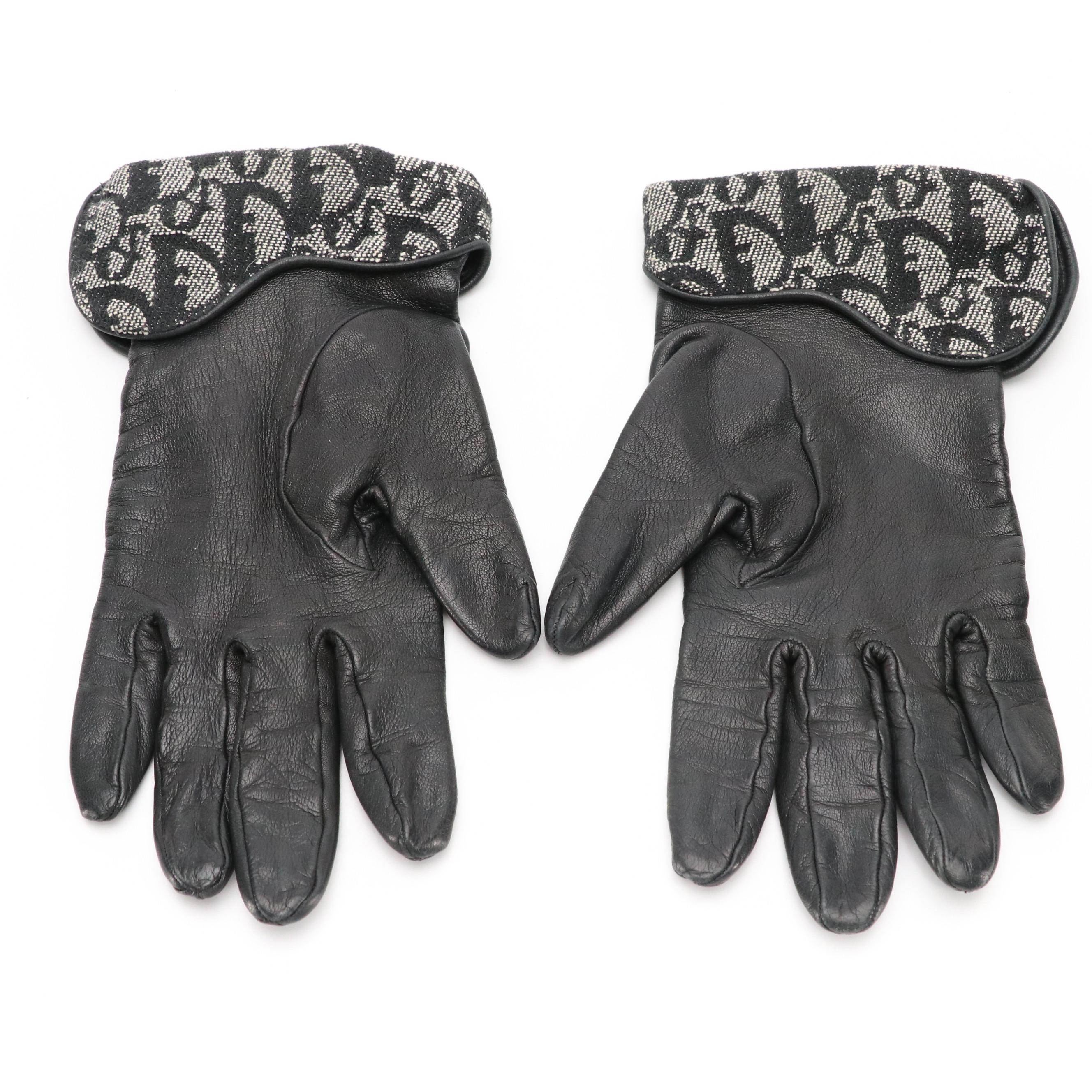 Christian Dior Kidskin Gloves with Dior Oblique Gauntlet Style Trim