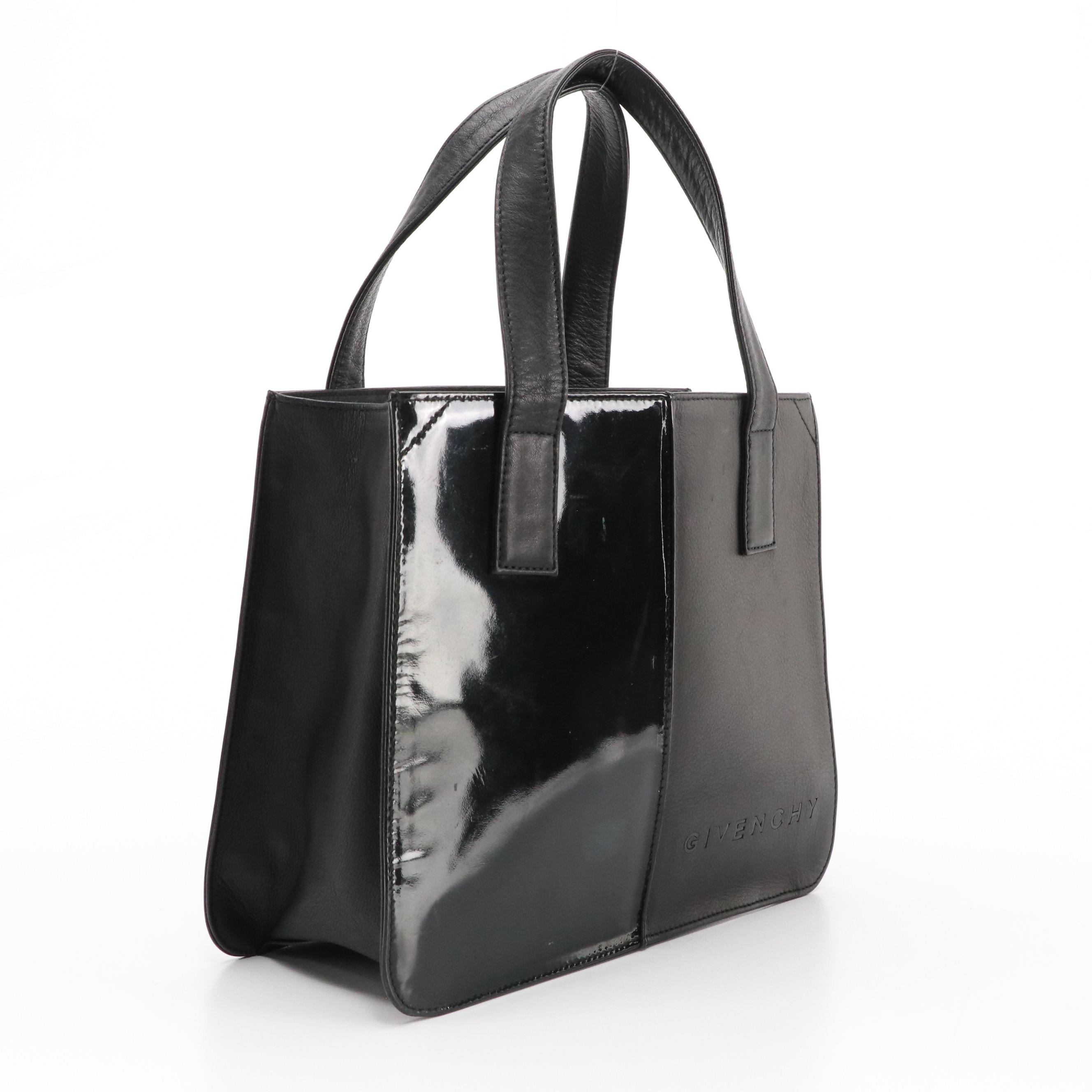Givenchy Maroquinerie Vintage Small Tote in Black Calfskin and Patent Leather