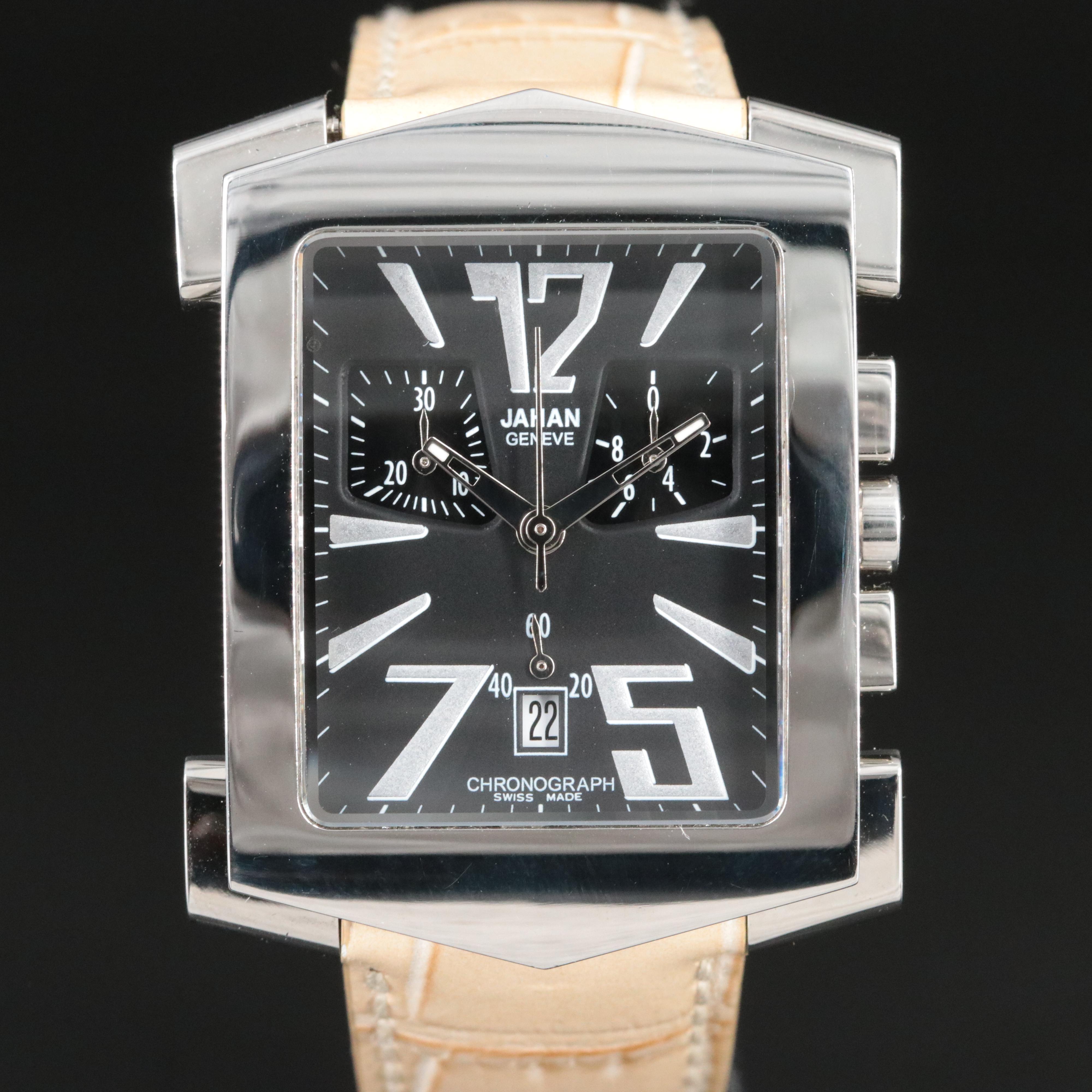JAHAN Geneve Swiss Quartz Chronograph Stainless Steel Watch
