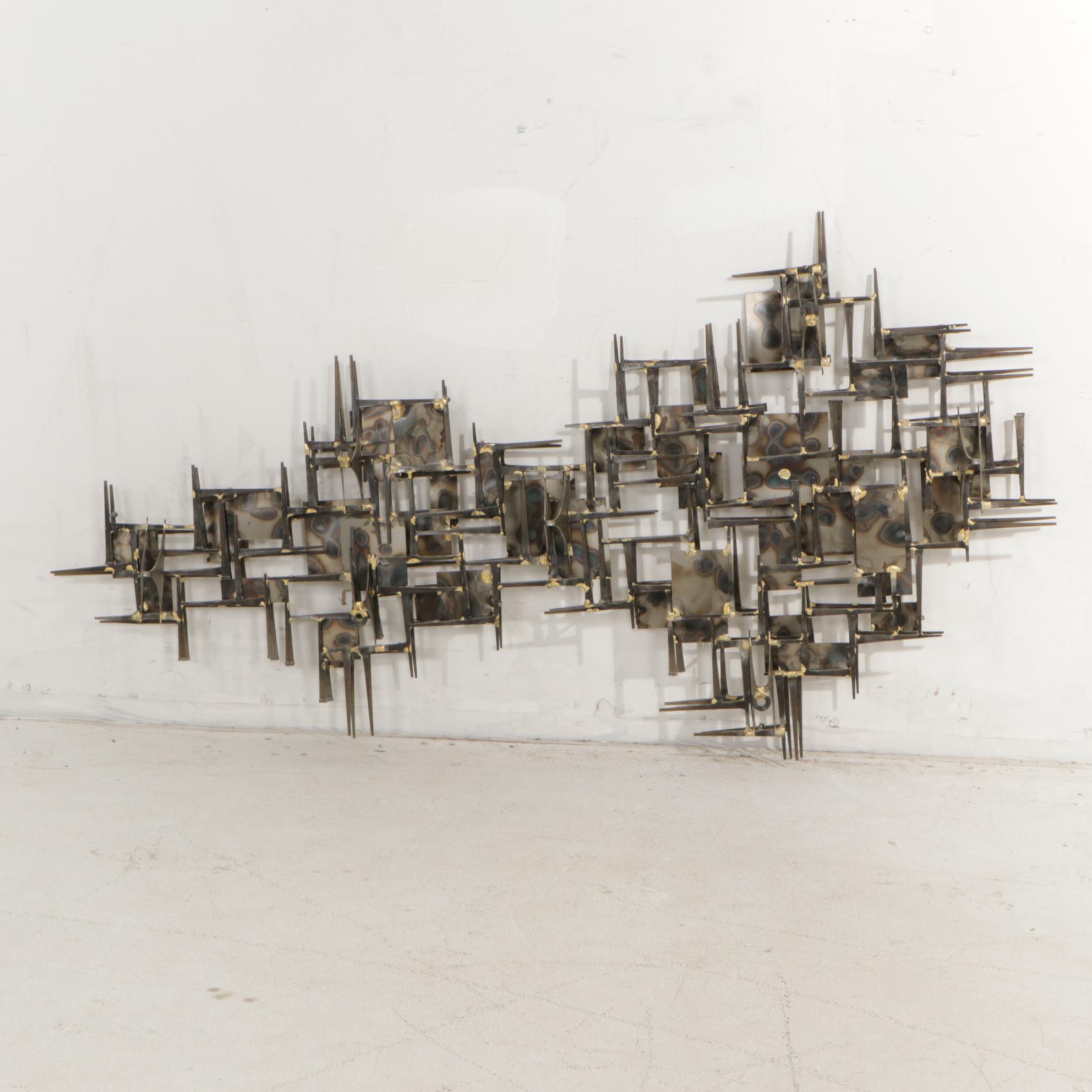 Marc Weinstein Brutalist Welded Nail and Sheet Metal Wall Sculpture