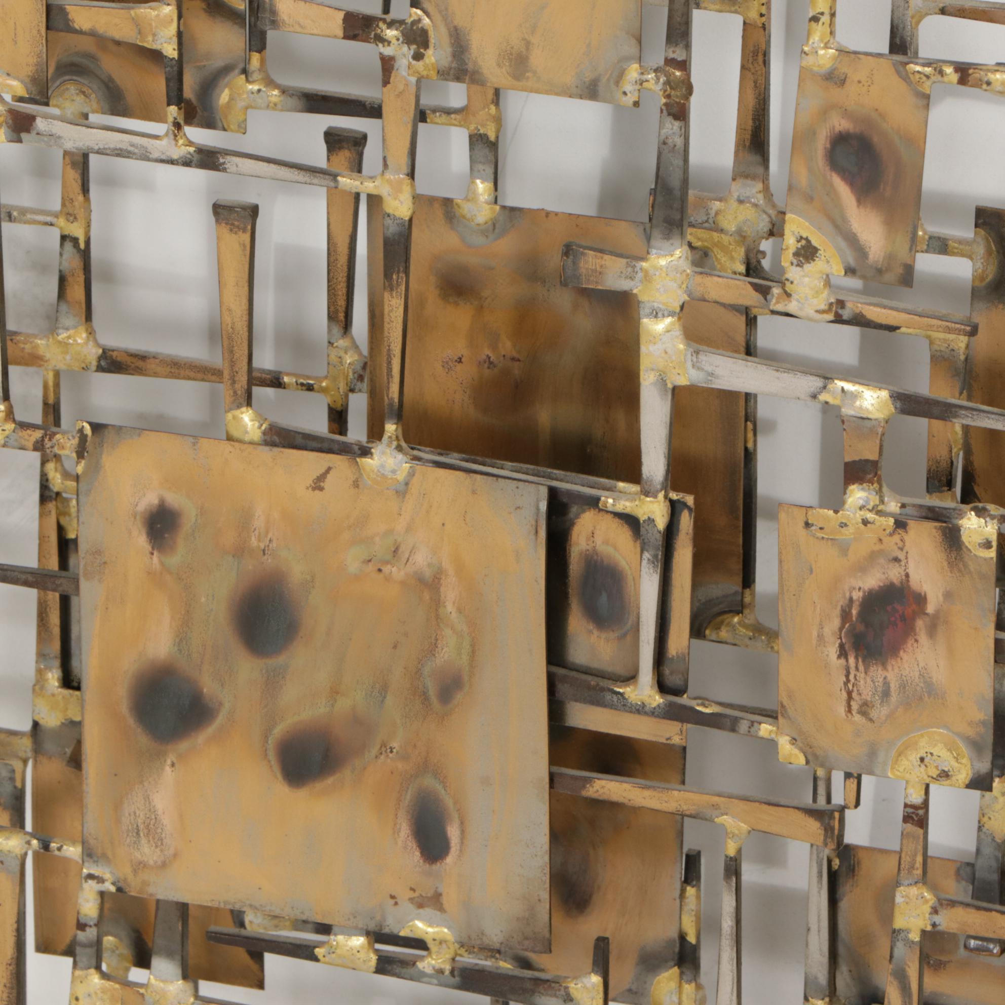 Marc Weinstein Brutalist Welded Nail and Sheet Metal Wall Sculpture