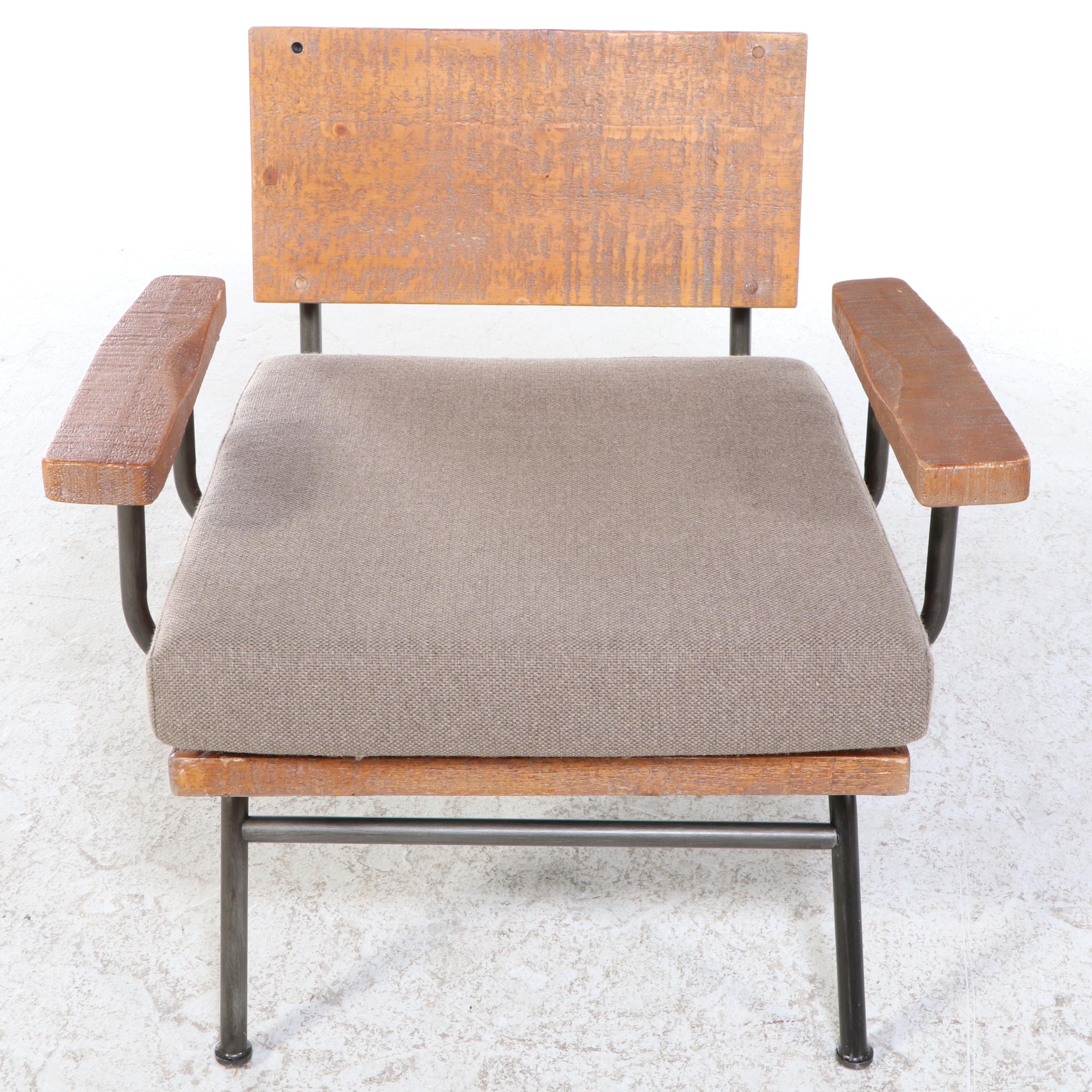 Furniture of America Industrial Style Wood and Metal Lounge Chair