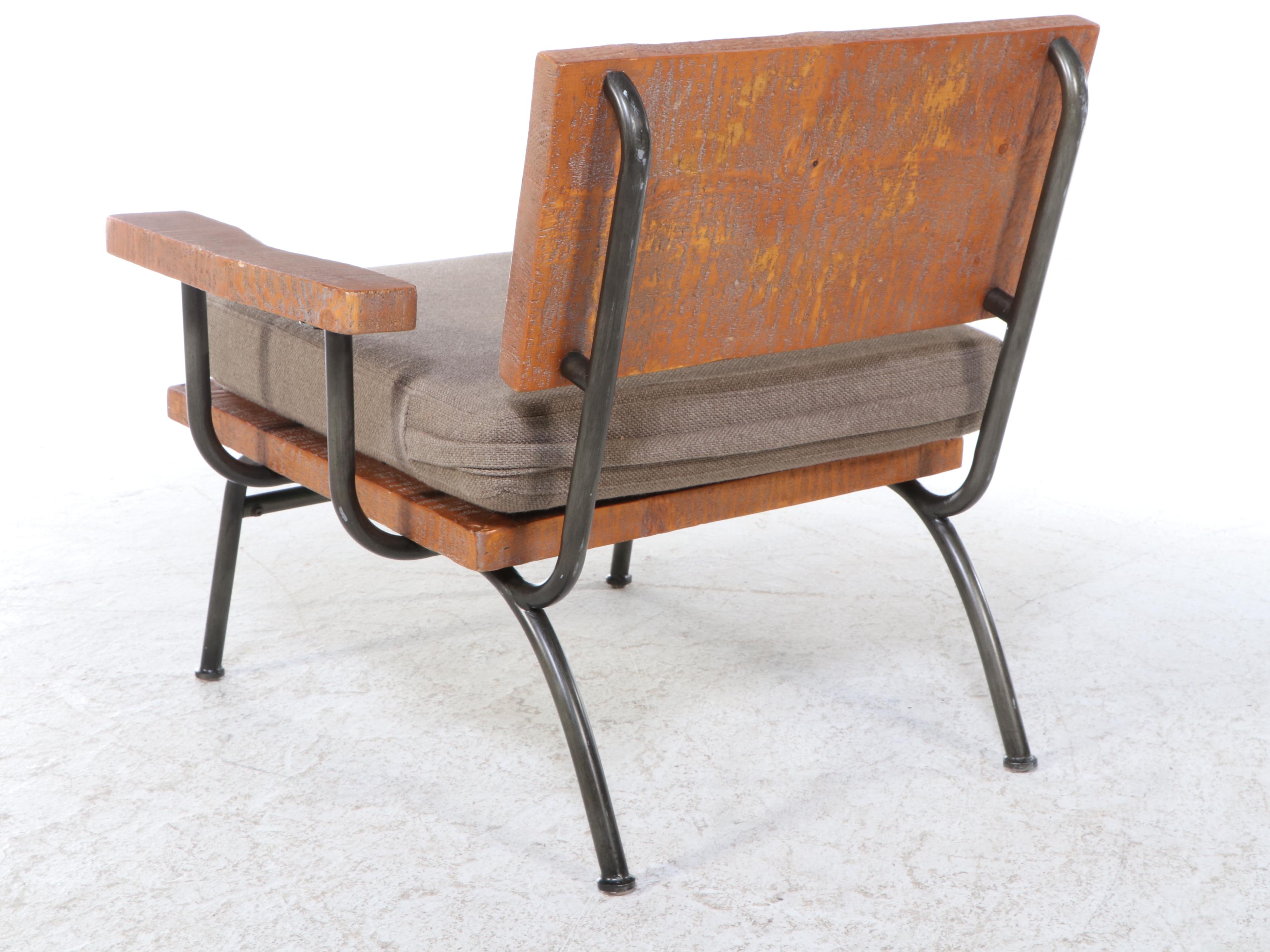 Furniture of America Industrial Style Wood and Metal Lounge Chair