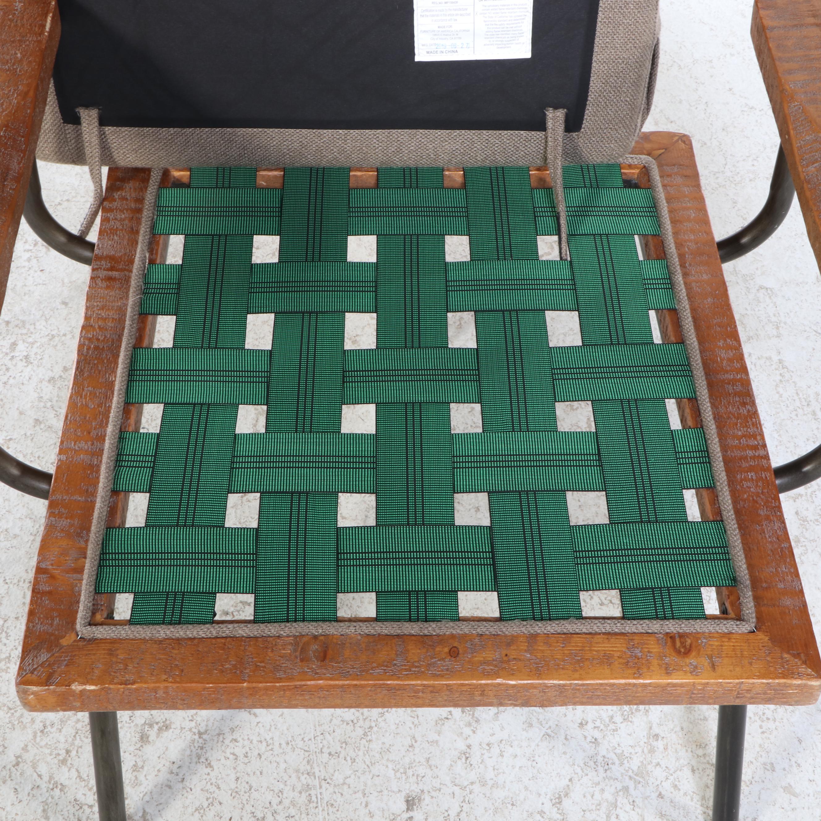 Furniture of America Industrial Style Wood and Metal Lounge Chair