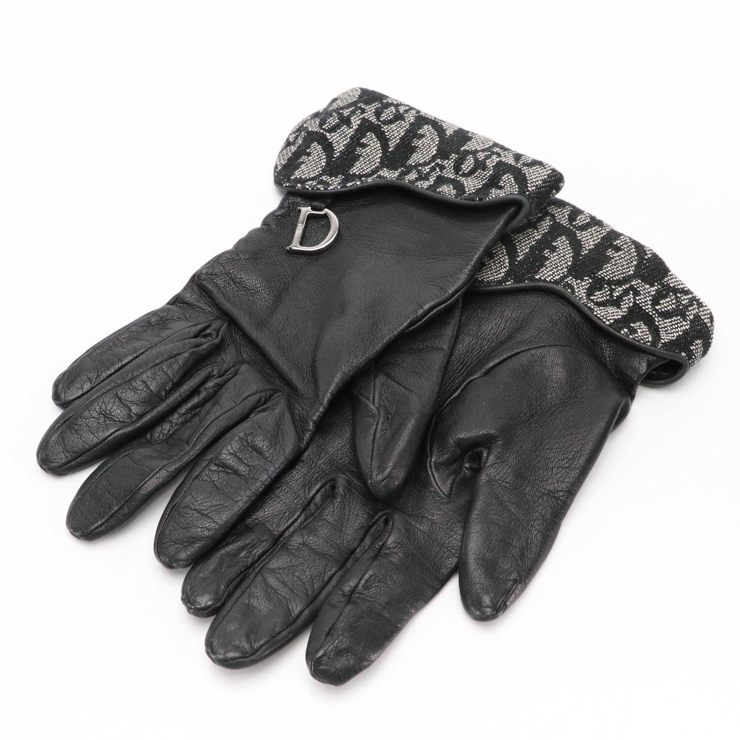 Christian Dior Kidskin Gloves with Dior Oblique Gauntlet Style Trim