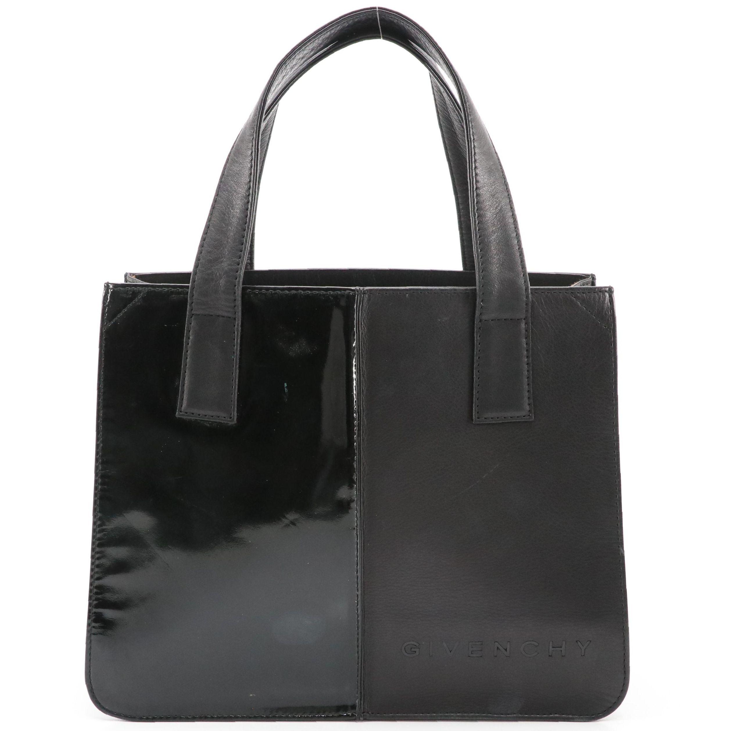 Givenchy Maroquinerie Vintage Small Tote in Black Calfskin and Patent Leather