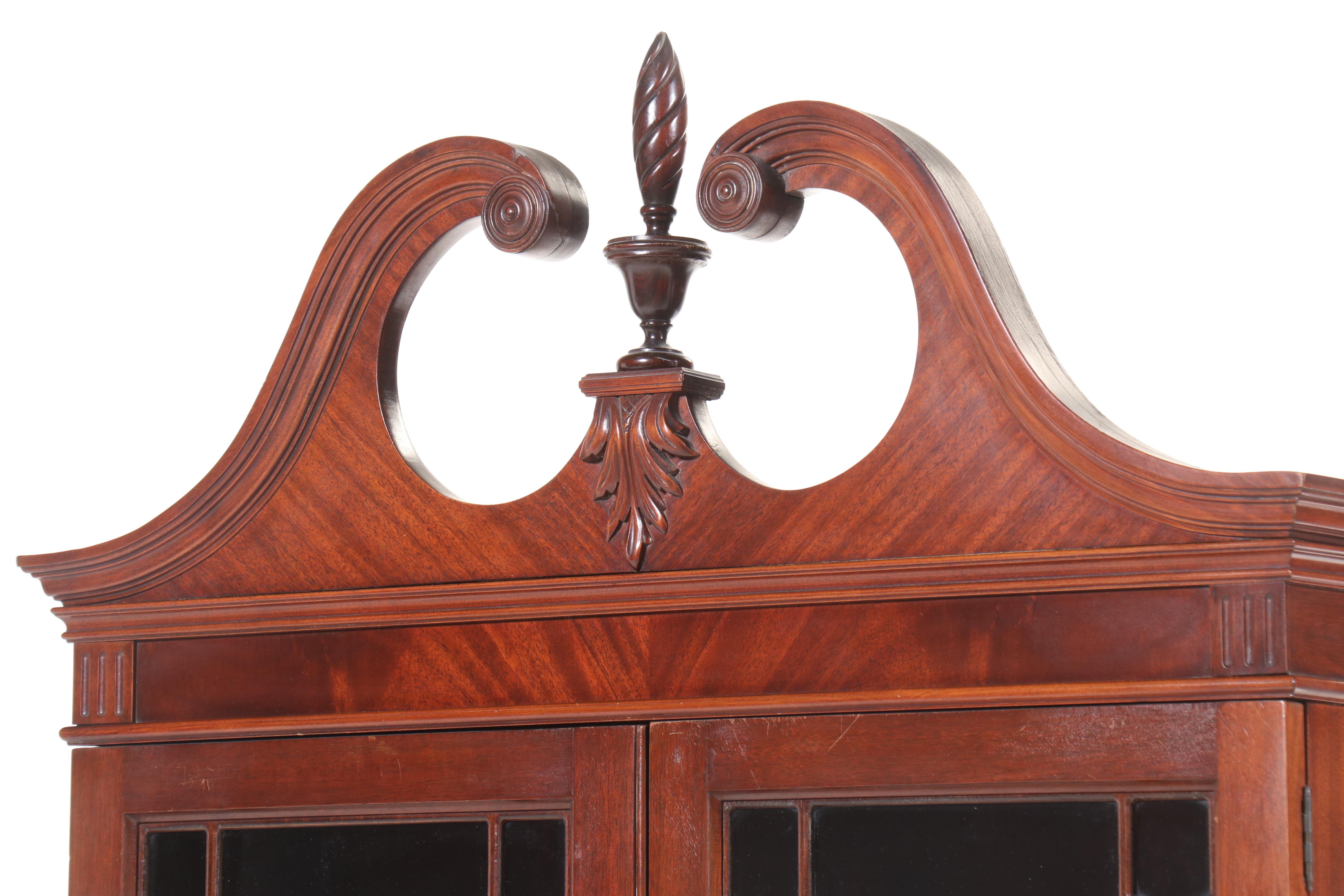 Chippendale Style Mahogany Secretary Desk with Hutch, 20th Century
