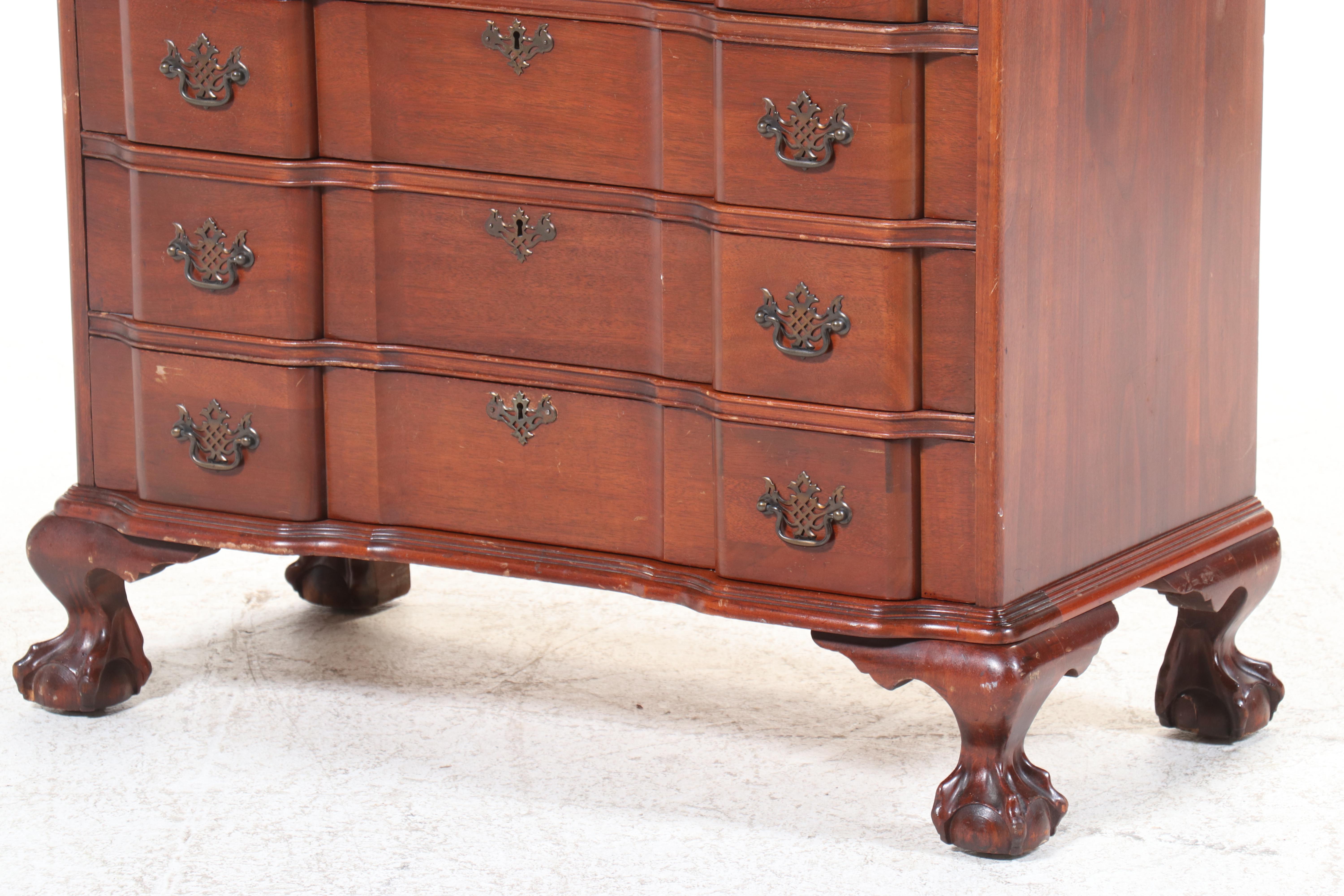 Chippendale Style Mahogany Secretary Desk with Hutch, 20th Century