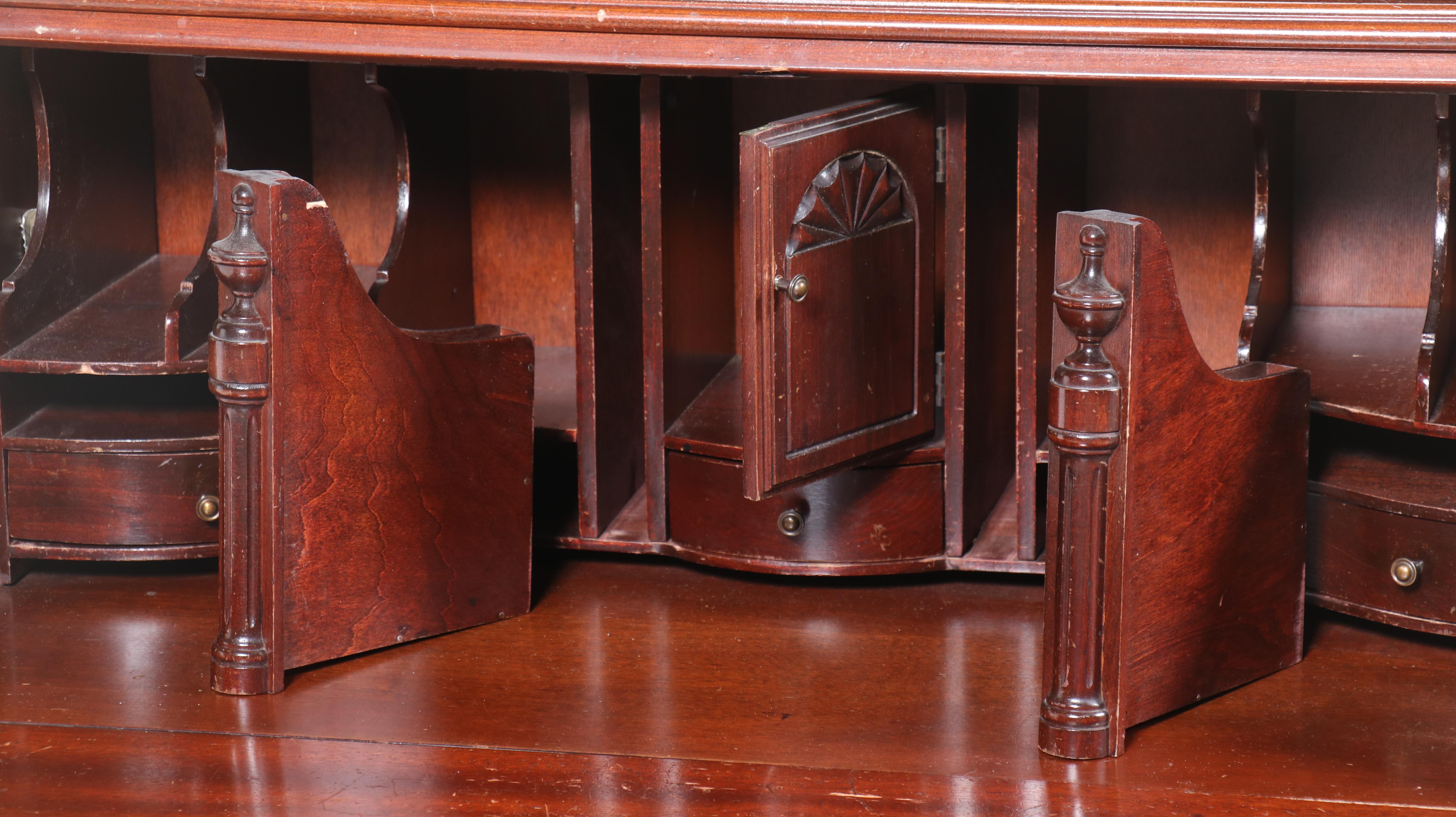 Chippendale Style Mahogany Secretary Desk with Hutch, 20th Century