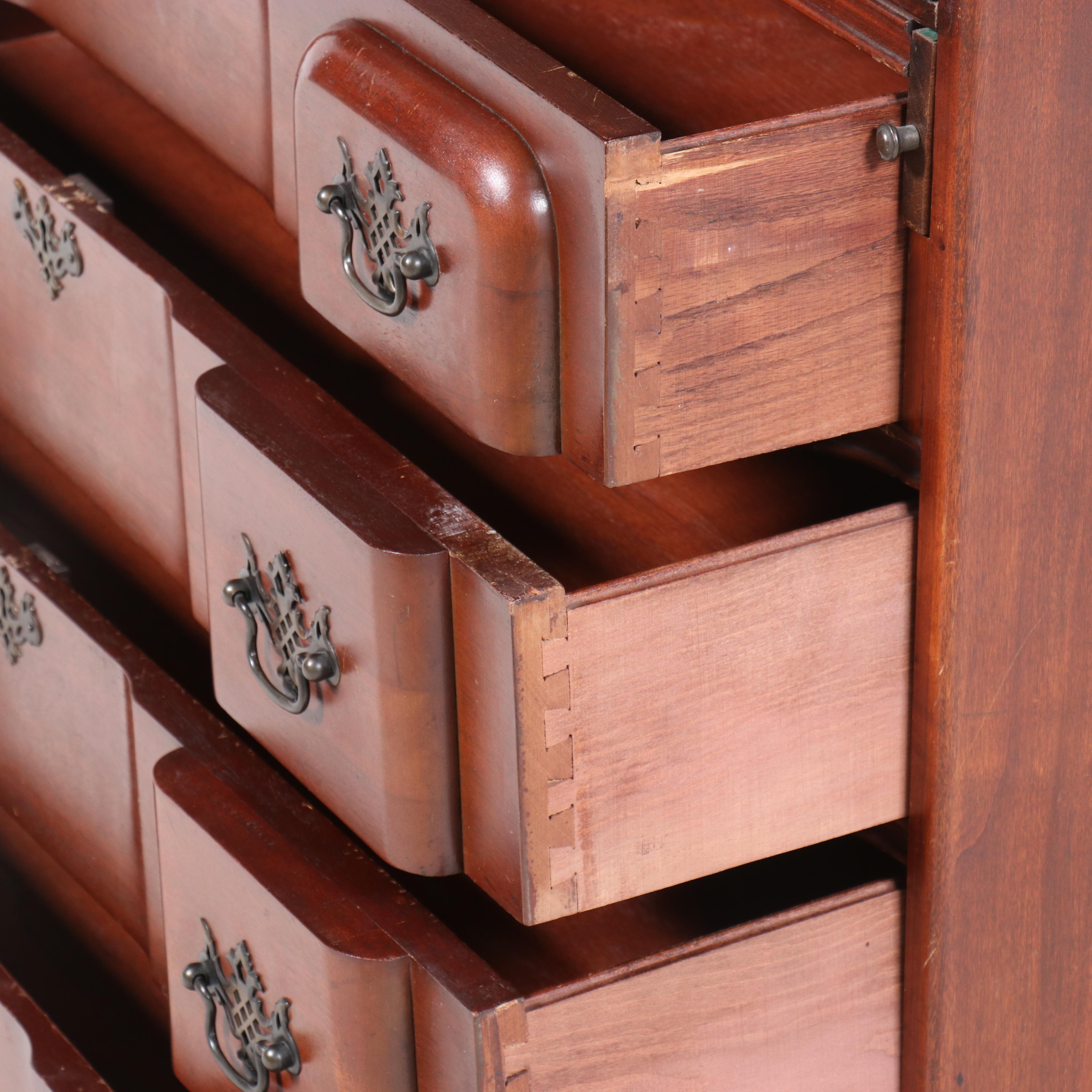 Chippendale Style Mahogany Secretary Desk with Hutch, 20th Century